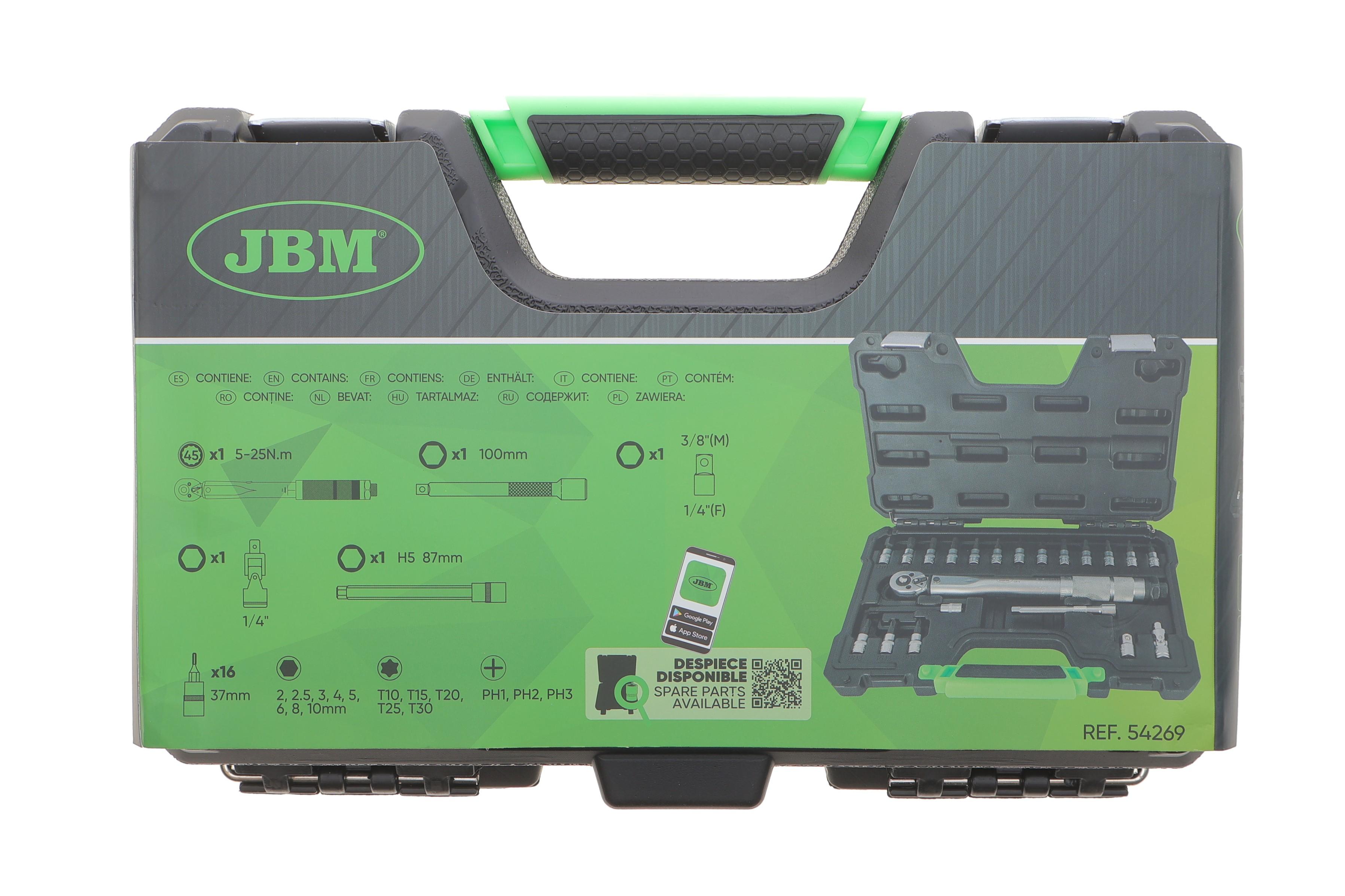 Ключ динамометрический 1/4" 2-25 Нм 270 мм + головки со вставкой 20 ед.