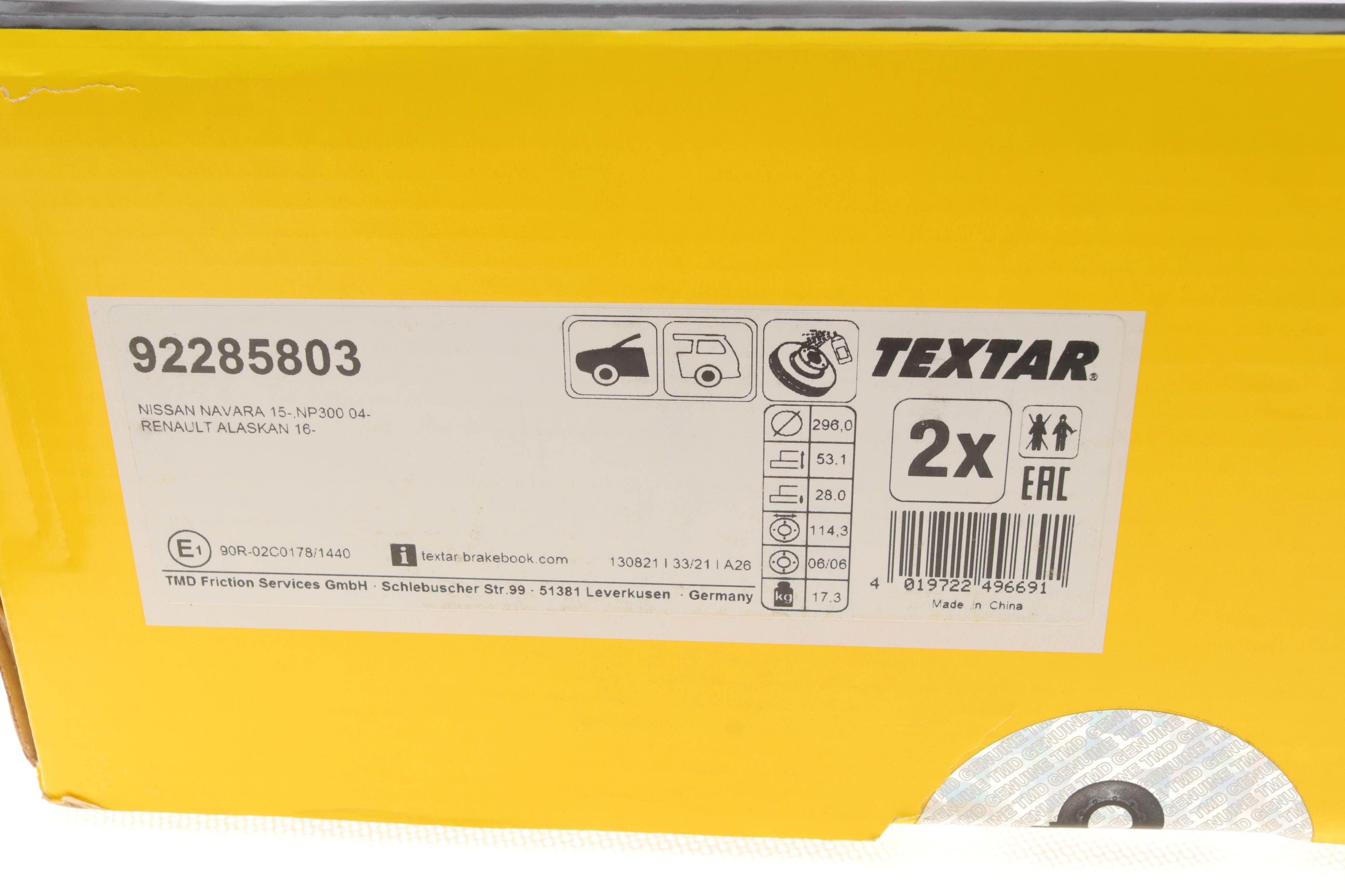 Диск тормозной (передний) Nissan NP300 Navara 05-/Renault Alaskan 17- (296x28) PRO