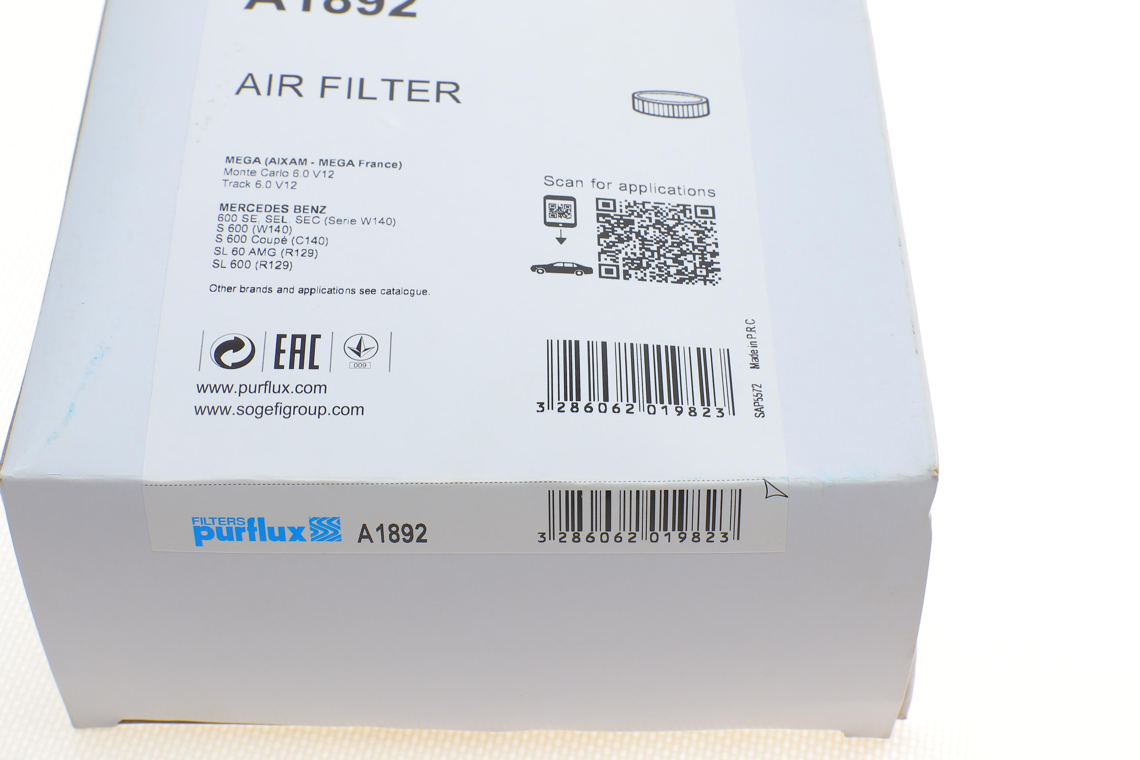 Фильтр воздушный MB S-class (C140/W140)/SL-class (R129) 6.0 91-01