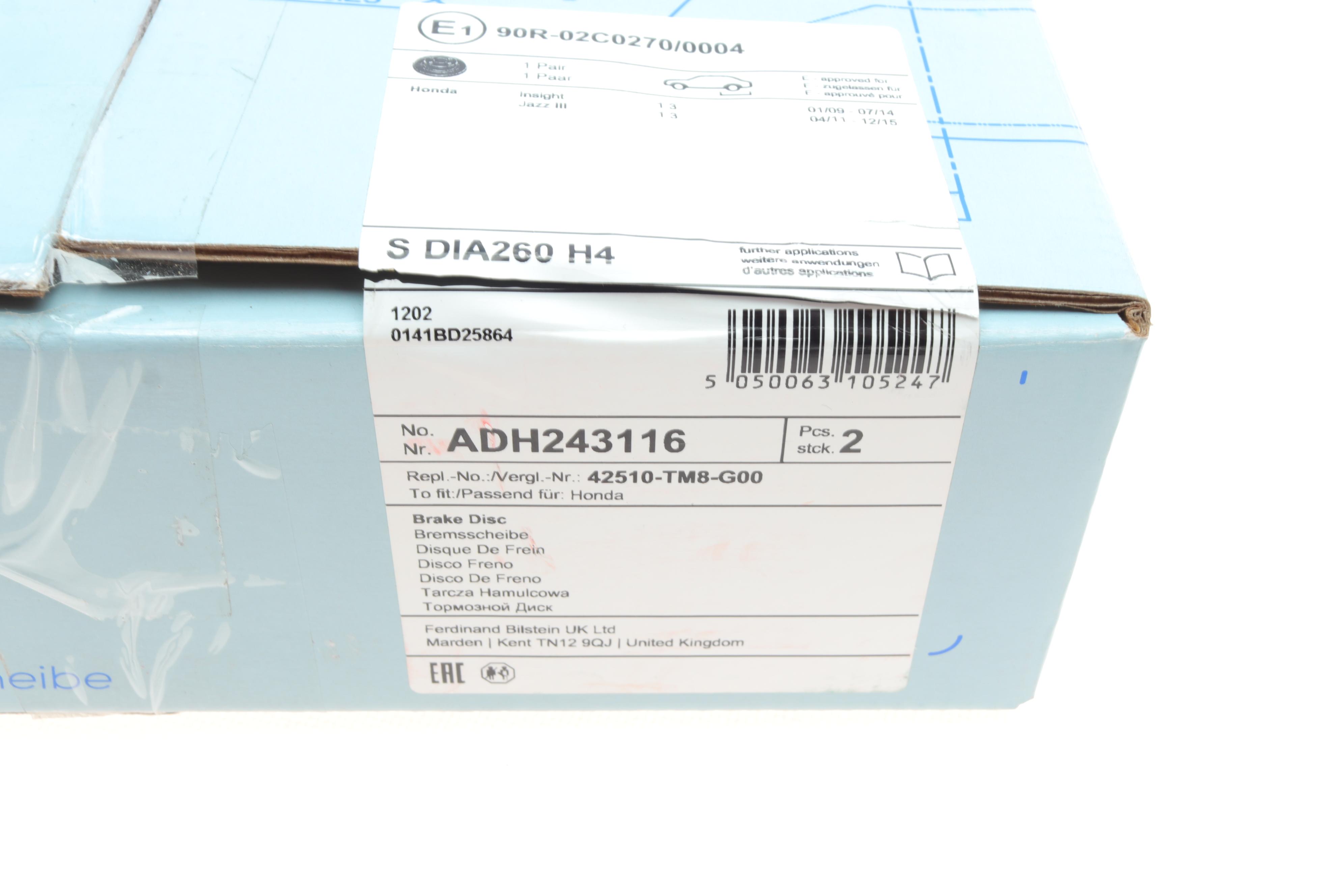 Диск тормозной (задний) Honda Insight/Jazz 09- (260x9)