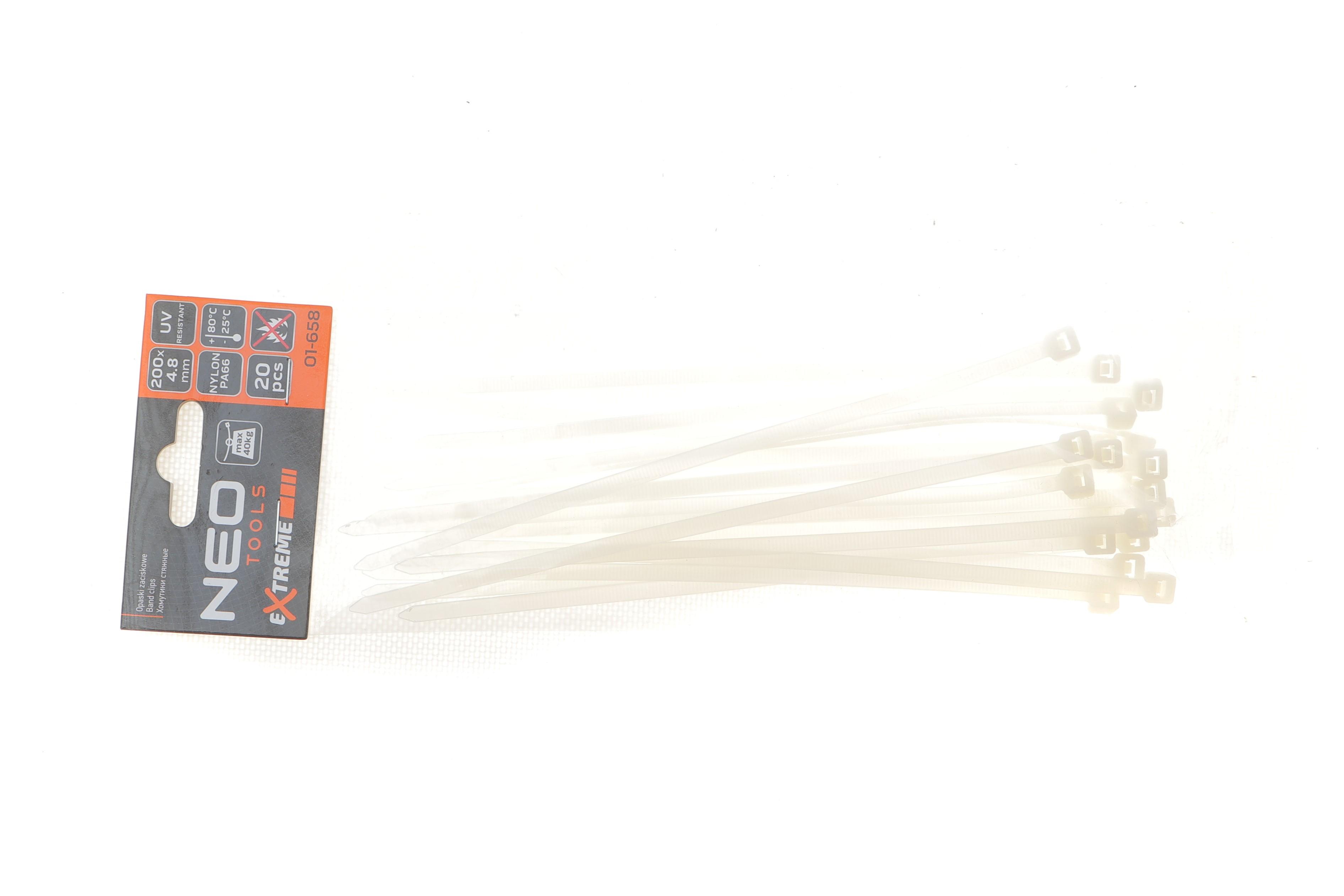 Набор стяжек пластиковых EXTREME 4,8x200 мм 20 ед. (белая)