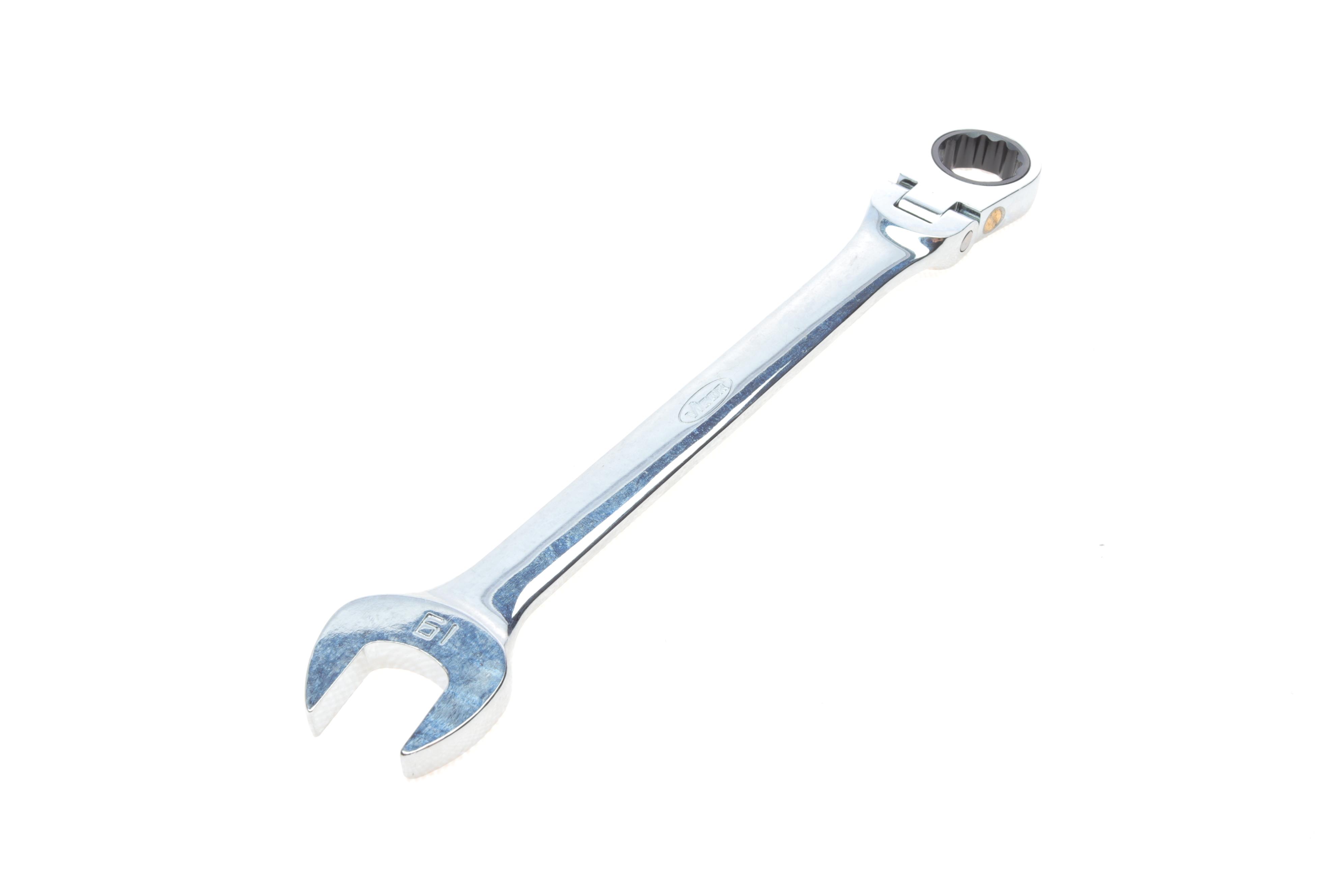 Ключ ріжково-накидний з тріскачкою 19 мм 72 зуб. L-250 мм