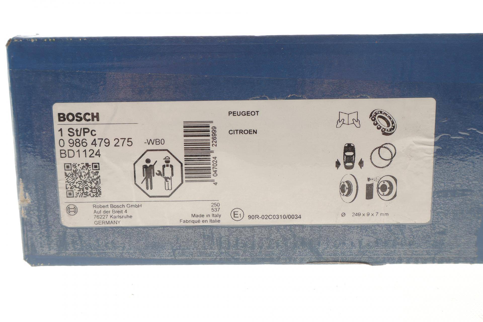 Диск гальмівний (задній) Citroen C3/C4 /Peugeot 207/307 05- (249х9) (+ABS) (з підшипником)