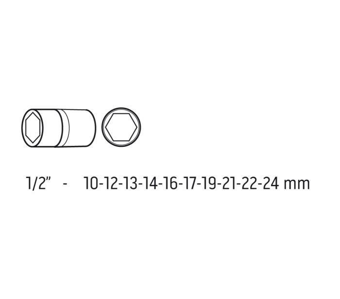Набір ударних головок 1/2" 10-24 мм 10 од.