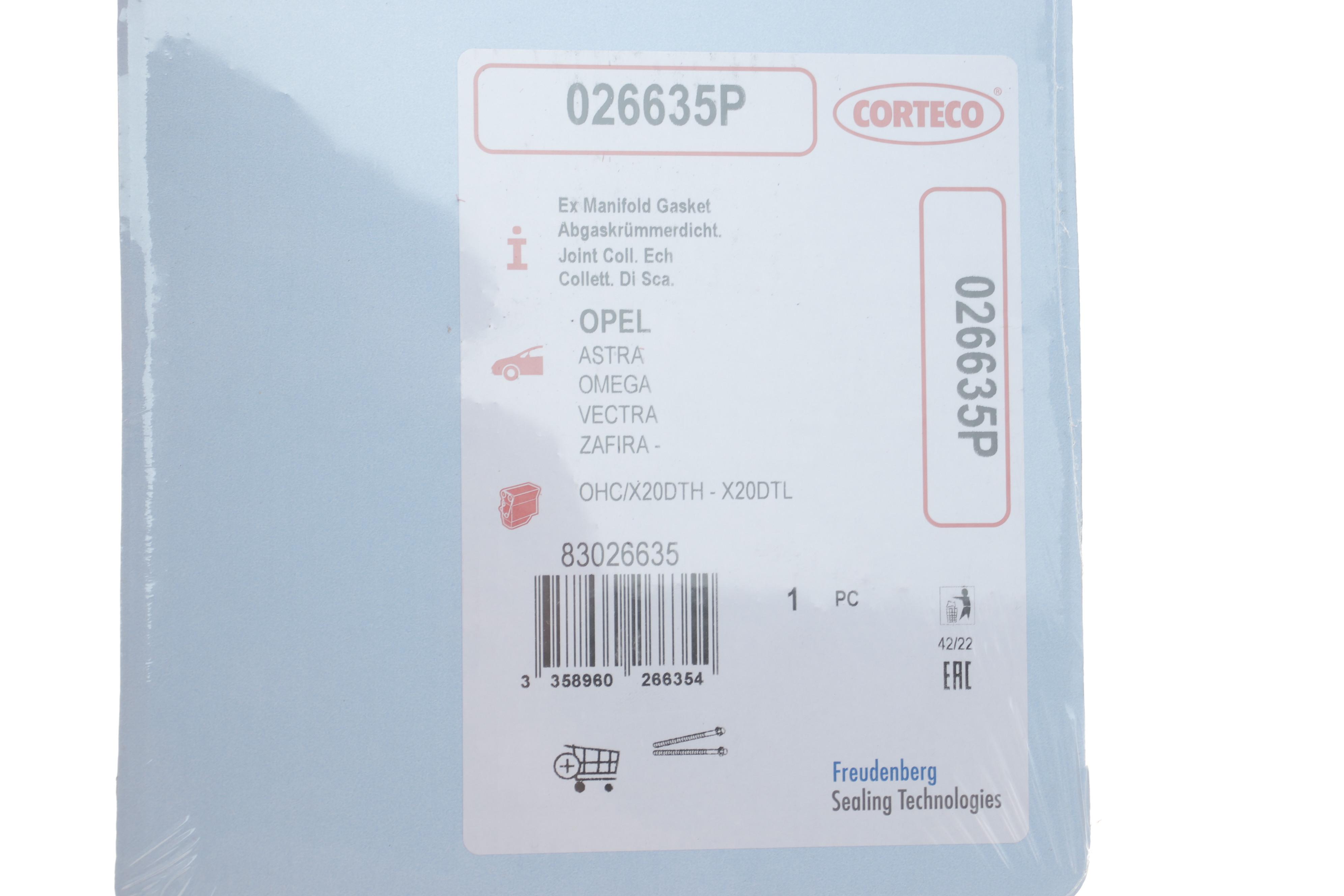 Прокладка колектора випускного Opel Astra G/Omega B/Vectra C 2.0-2.2 DTI 97-05