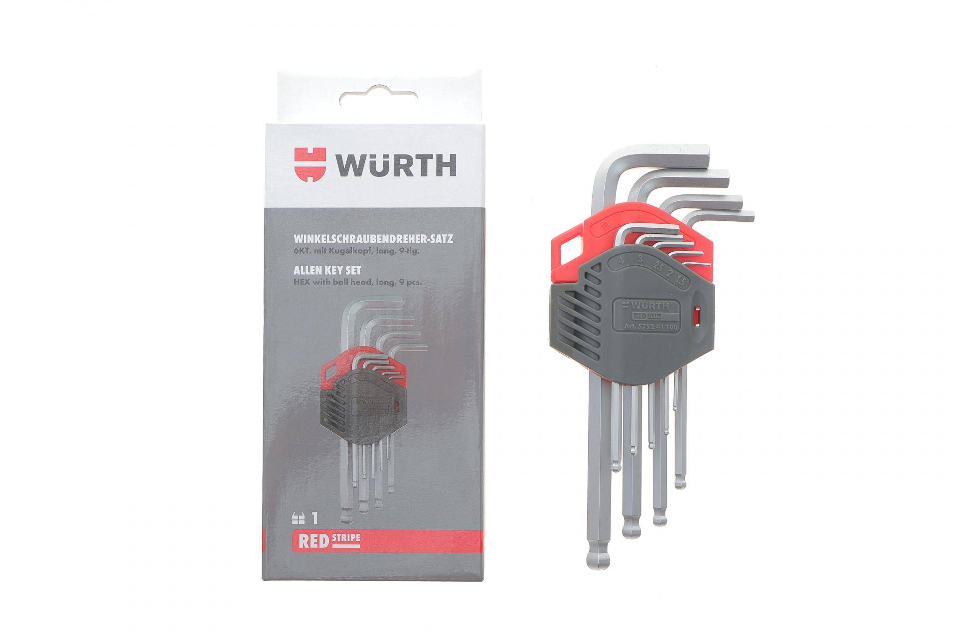 Набір ключів Г-под. Hex з круглим кінцем 1.5-10 мм RED STRIPE