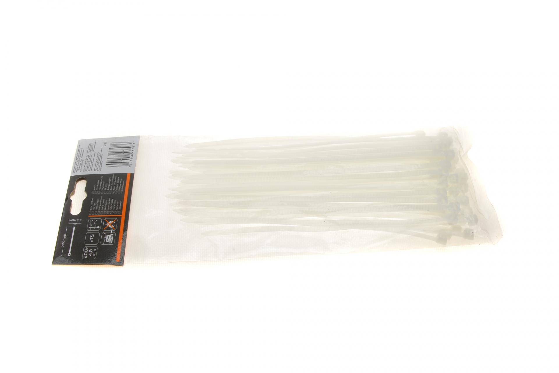 Набір стяжок пластикових 4,8x200 мм 75 од. (біла)
