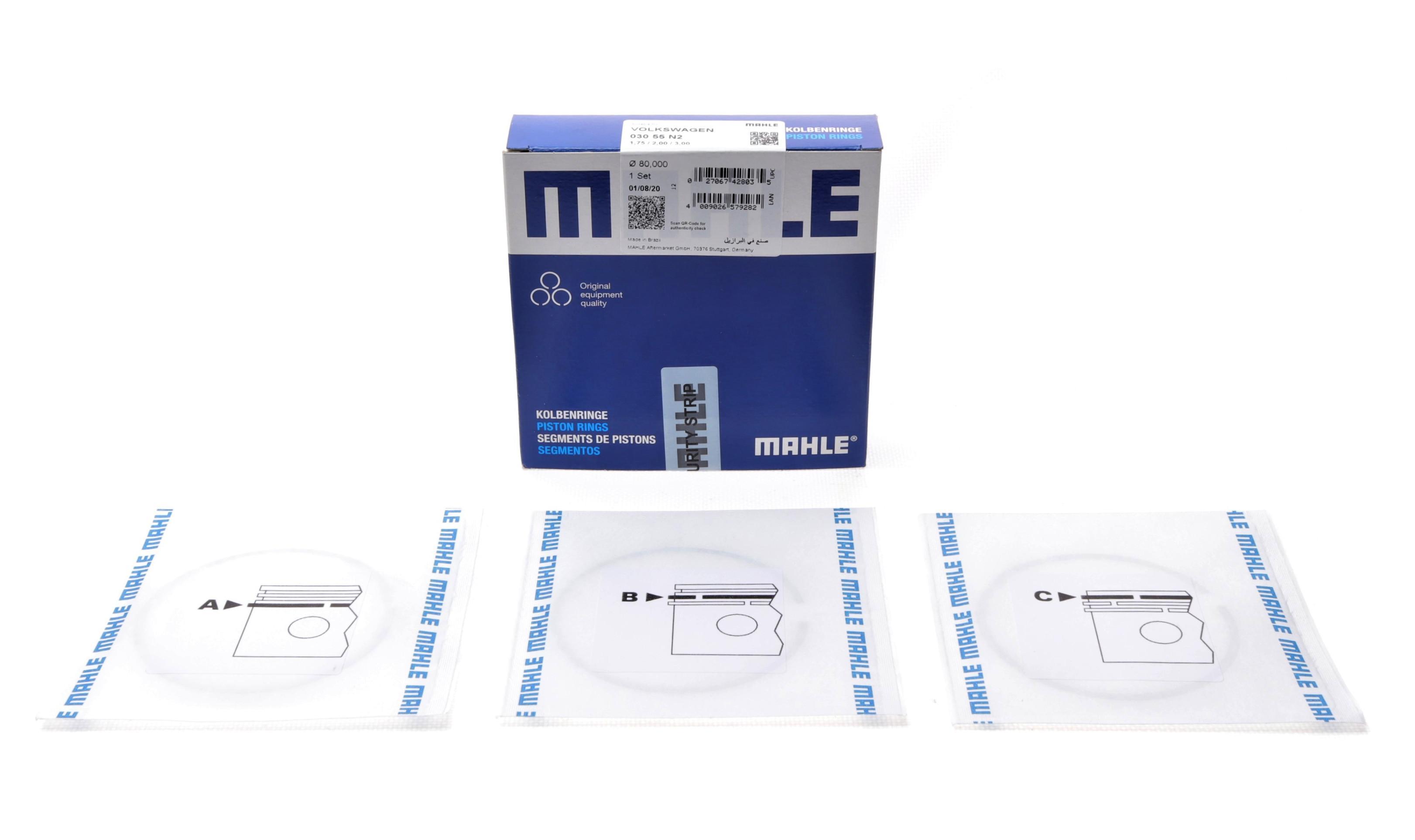 Кольца поршневые VW T4 2.4D/T5 1.9TDI 03-09/Caddy 1.6TDI 10-/1.9TDI 04-10  (80.0mm/+0.5) (1.75-2-3)