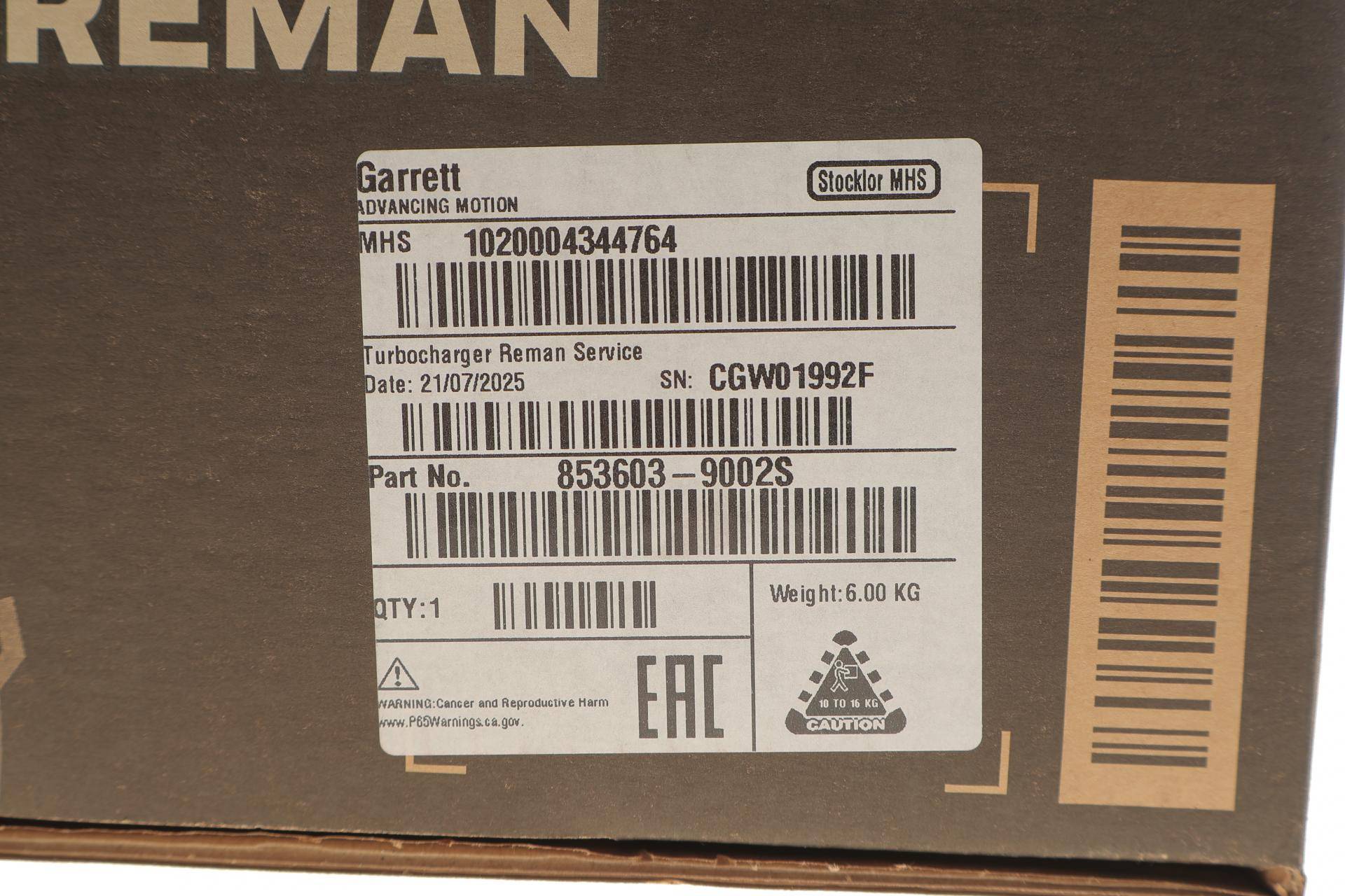 Турбіна Citroen Berlingo/Peugeot 308/508 1.5D 17- (заводська реставрація)