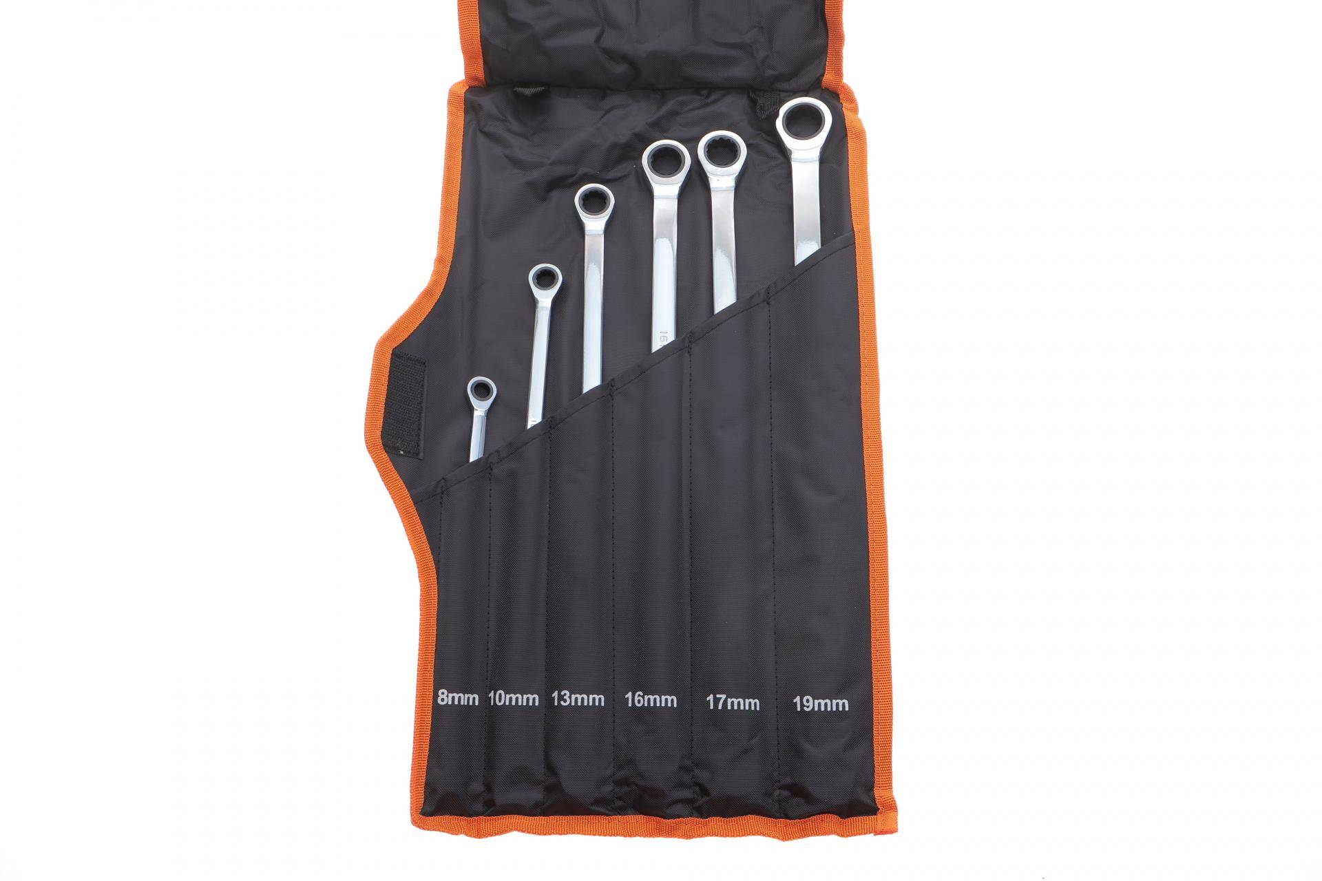 Набір ключів накидних з тріскачкою 8-19 мм 6 од.