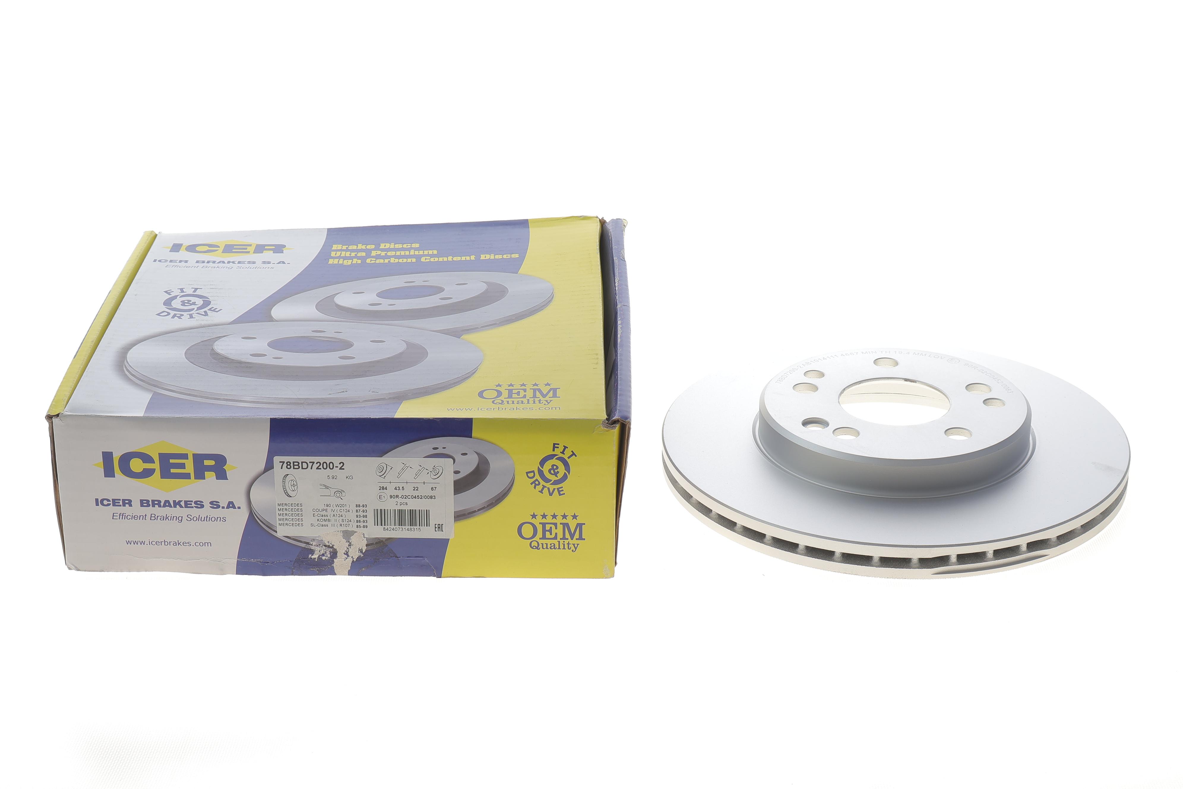 Диск тормозной (передний) MB E-class (W124/S124/C124) 93-98/MB 190 82-93 (284x22) (с покр.)(вентил.)