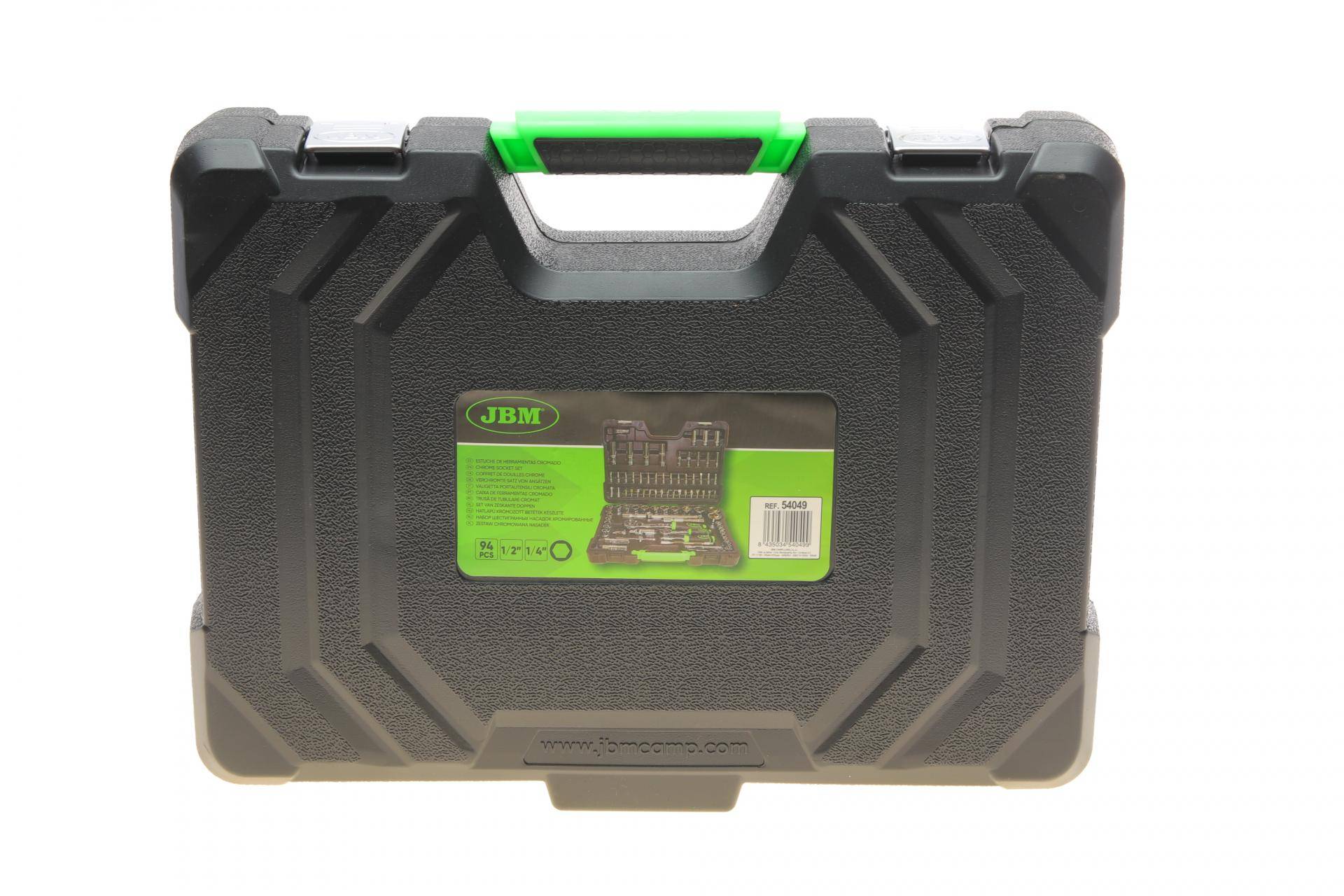 Haбіp інcтpумeнтів кoмбінoвaний 1/2", 1/4" (головки, головки зі вставкою, біти) 94 од. (хромовані)