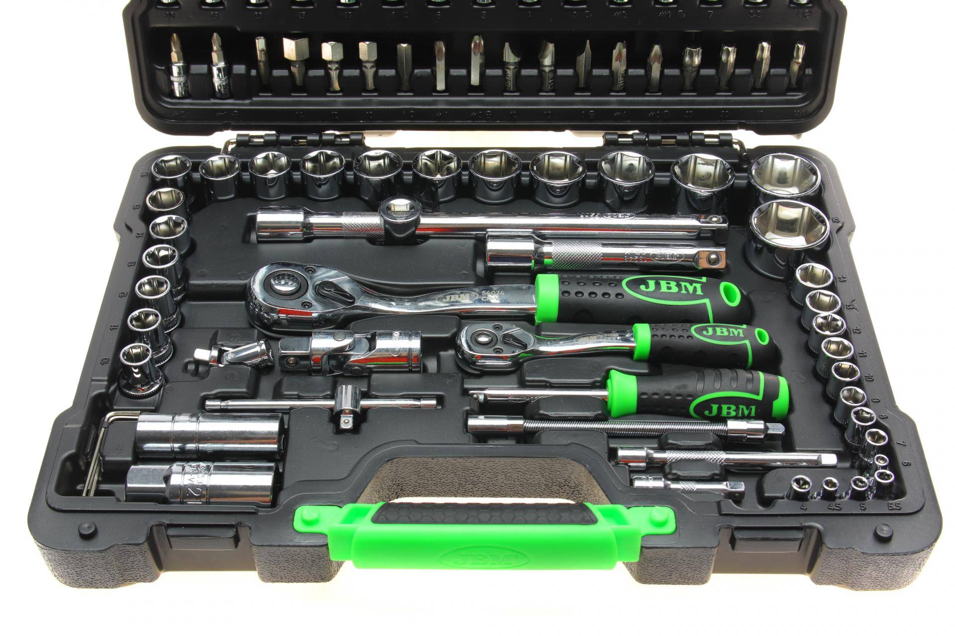 Haбіp інcтpумeнтів кoмбінoвaний 1/2", 1/4" (головки, головки зі вставкою, біти) 94 од. (хромовані)