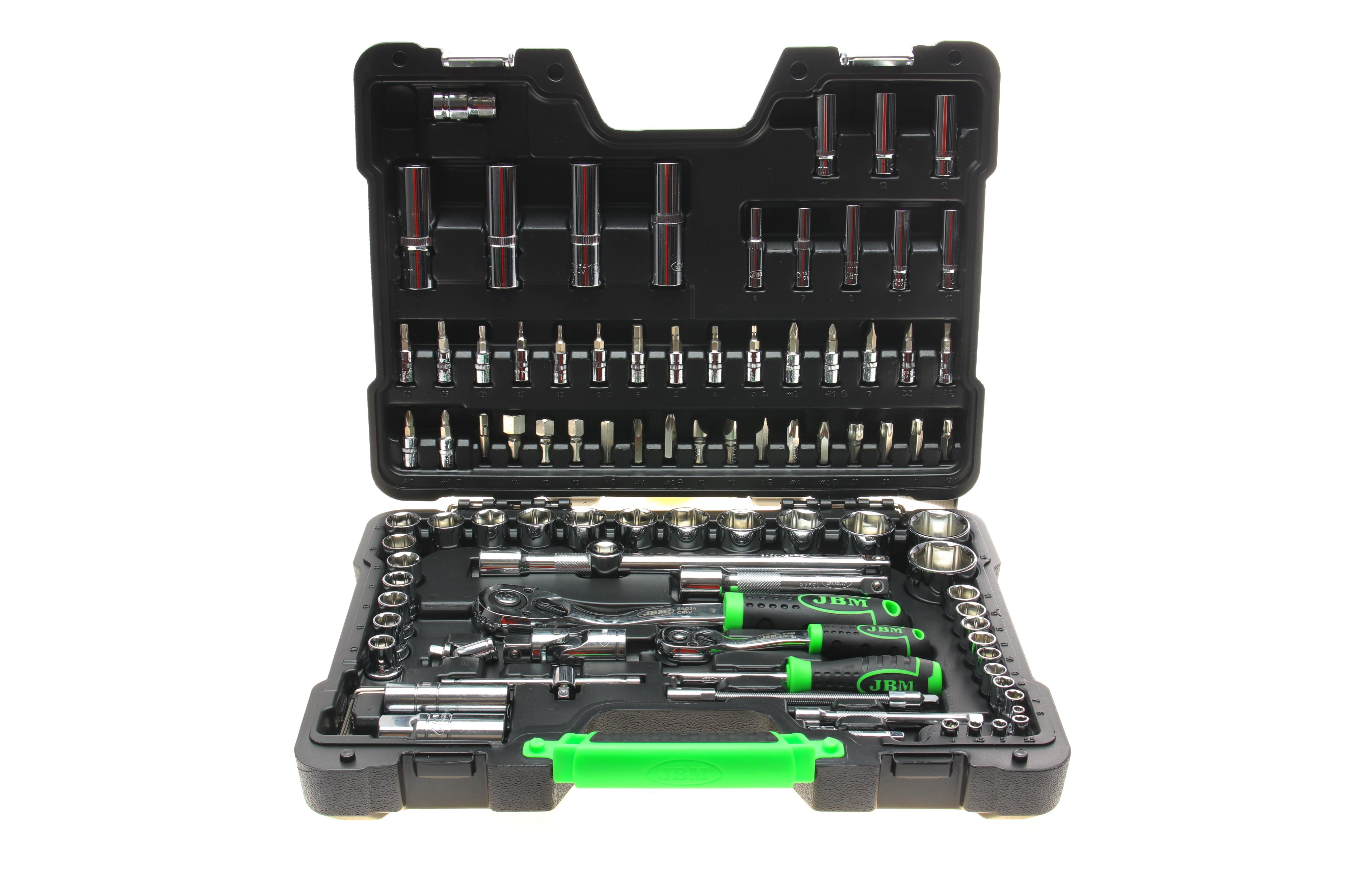 Haбіp інcтpумeнтів кoмбінoвaний 1/2", 1/4" (головки, головки зі вставкою, біти) 94 од. (хромовані)