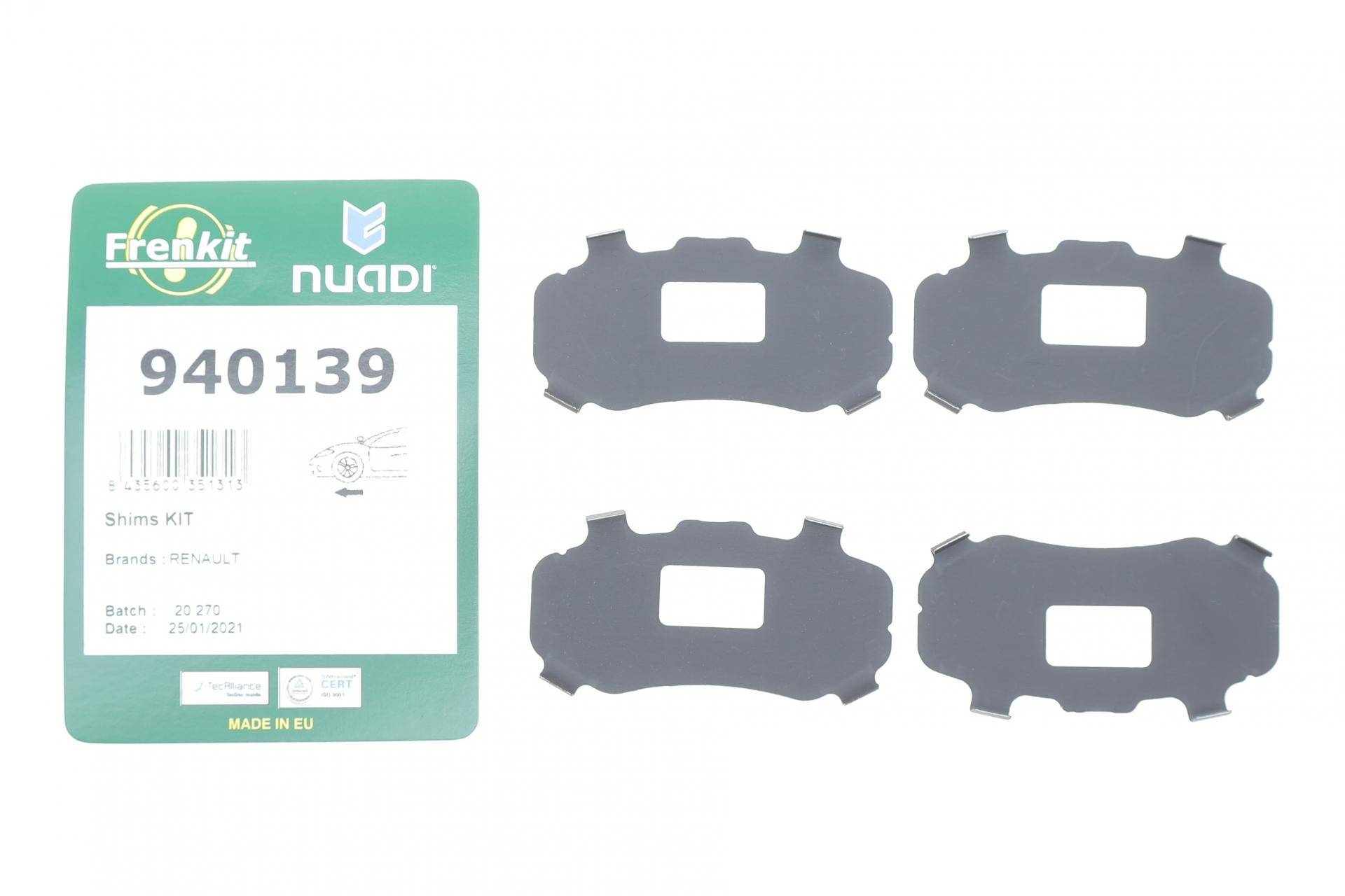 Комплект протискрипних пластин (передніх) Renault Kangoo 97-