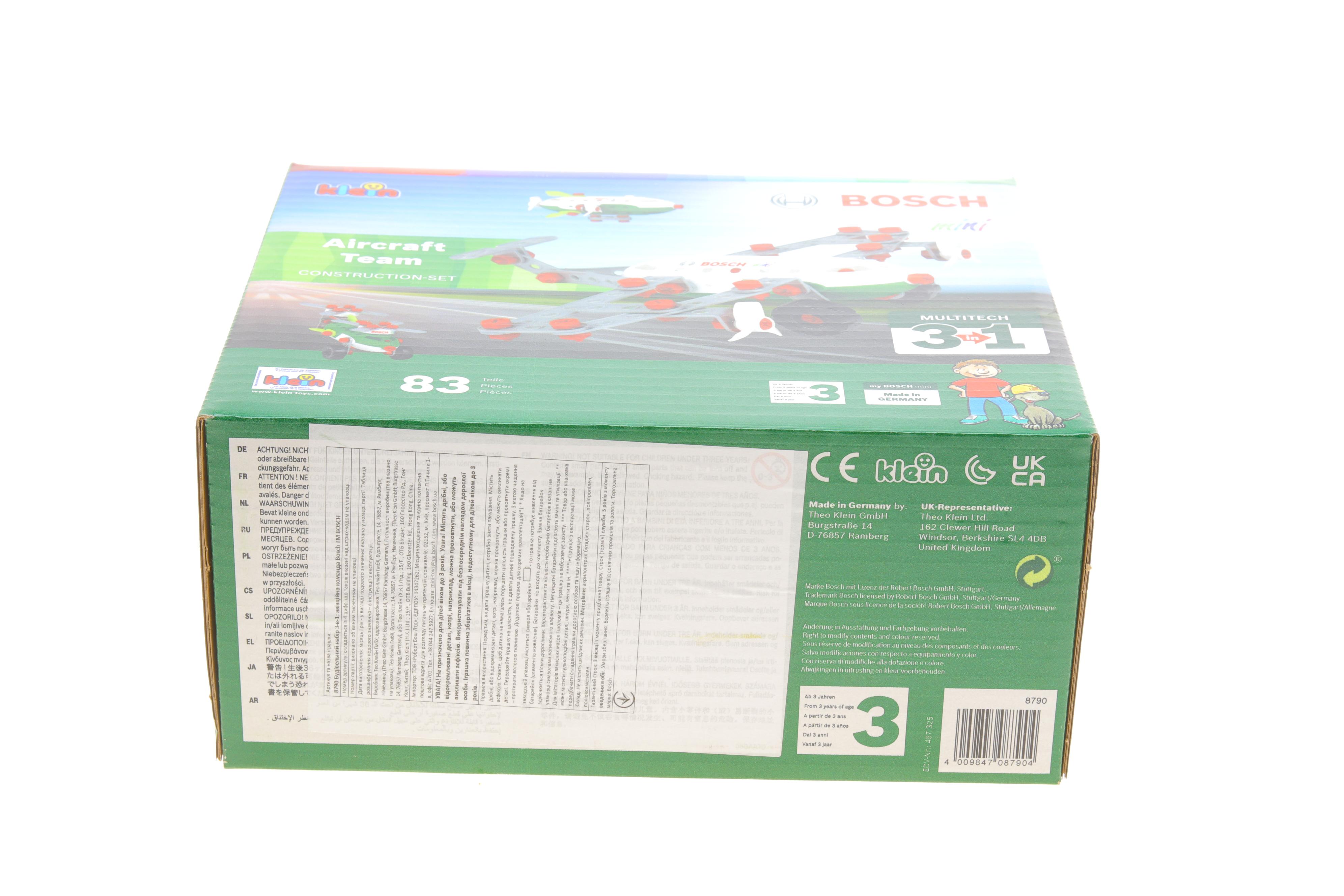 Набір для конструювання літаків Klein Bosch 3in1 Aircraft