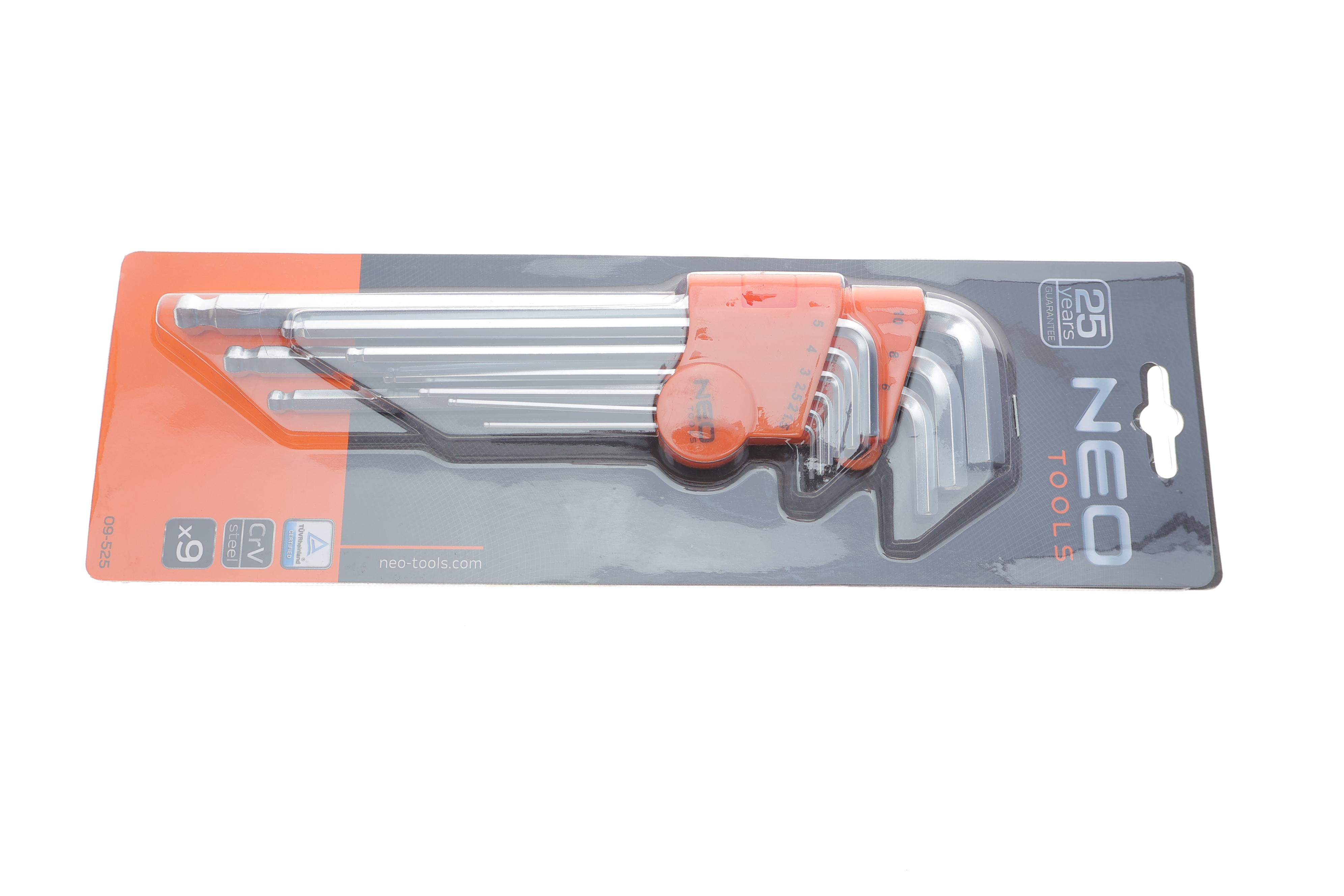 Набір ключів Г-под. Hex з круглим кінцем 1,5-10 мм