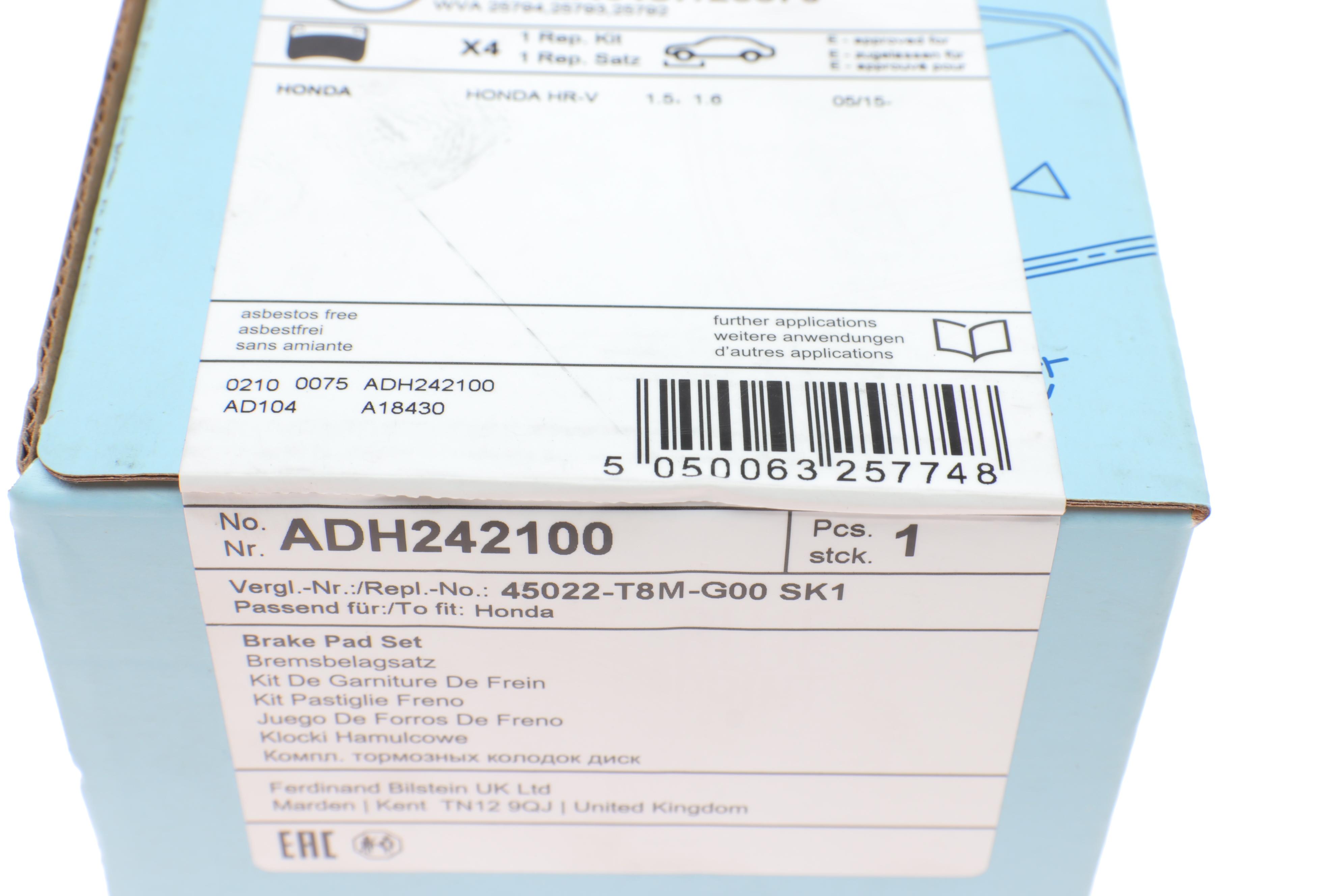 Колодки гальмівні (передні) Honda Accord IX/X 12-/HR-V 15-