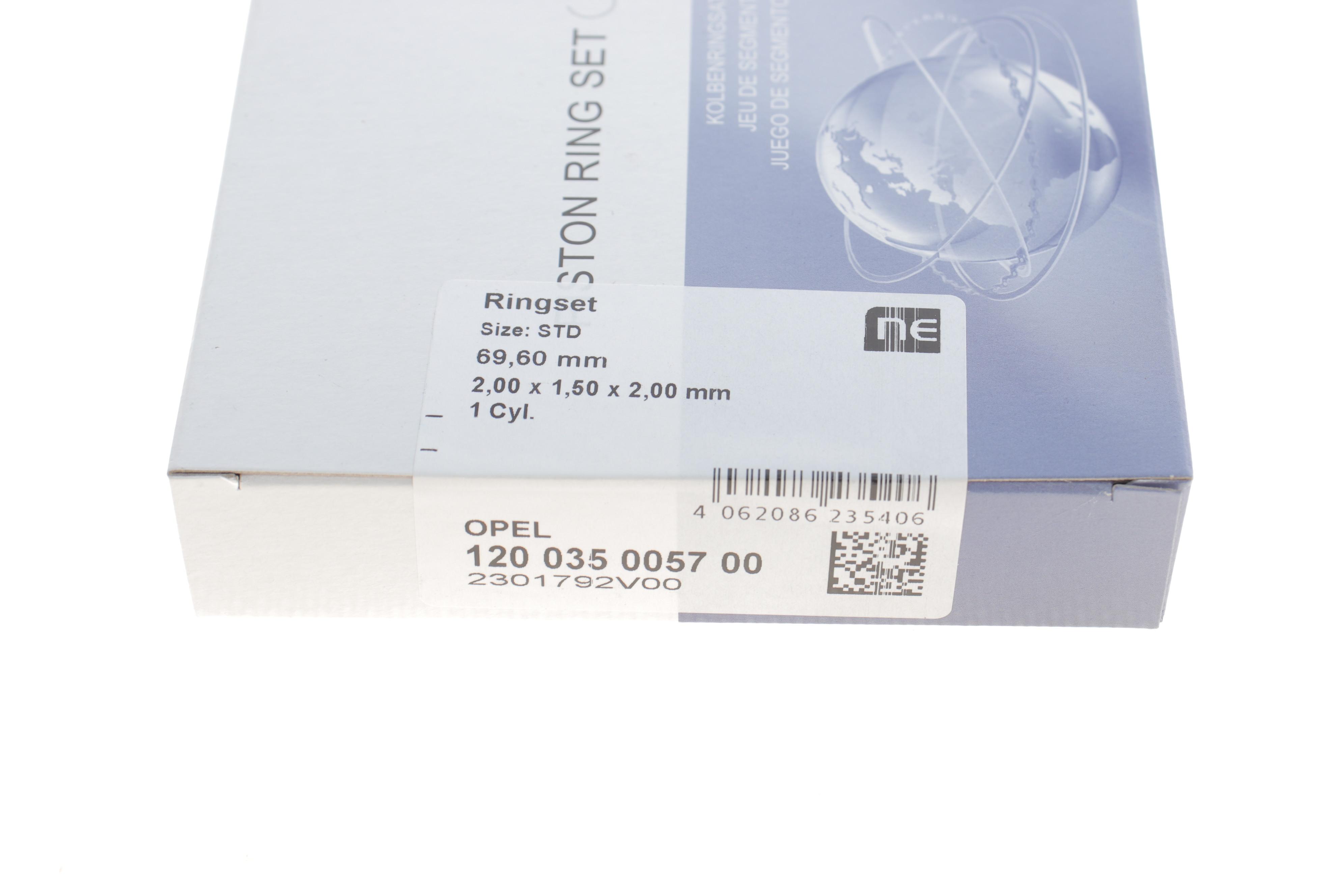 Кольца поршневые Suzuki/Opel 1.3CDTI 05- (69.60mm/STD) (2.0-1.5-2.0) = 8935640000