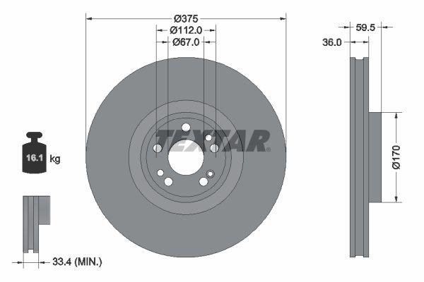 Диск тормозной (передний) MB GLE-class (V167)/GLS-class (X167) 18- (375x36) PRO+