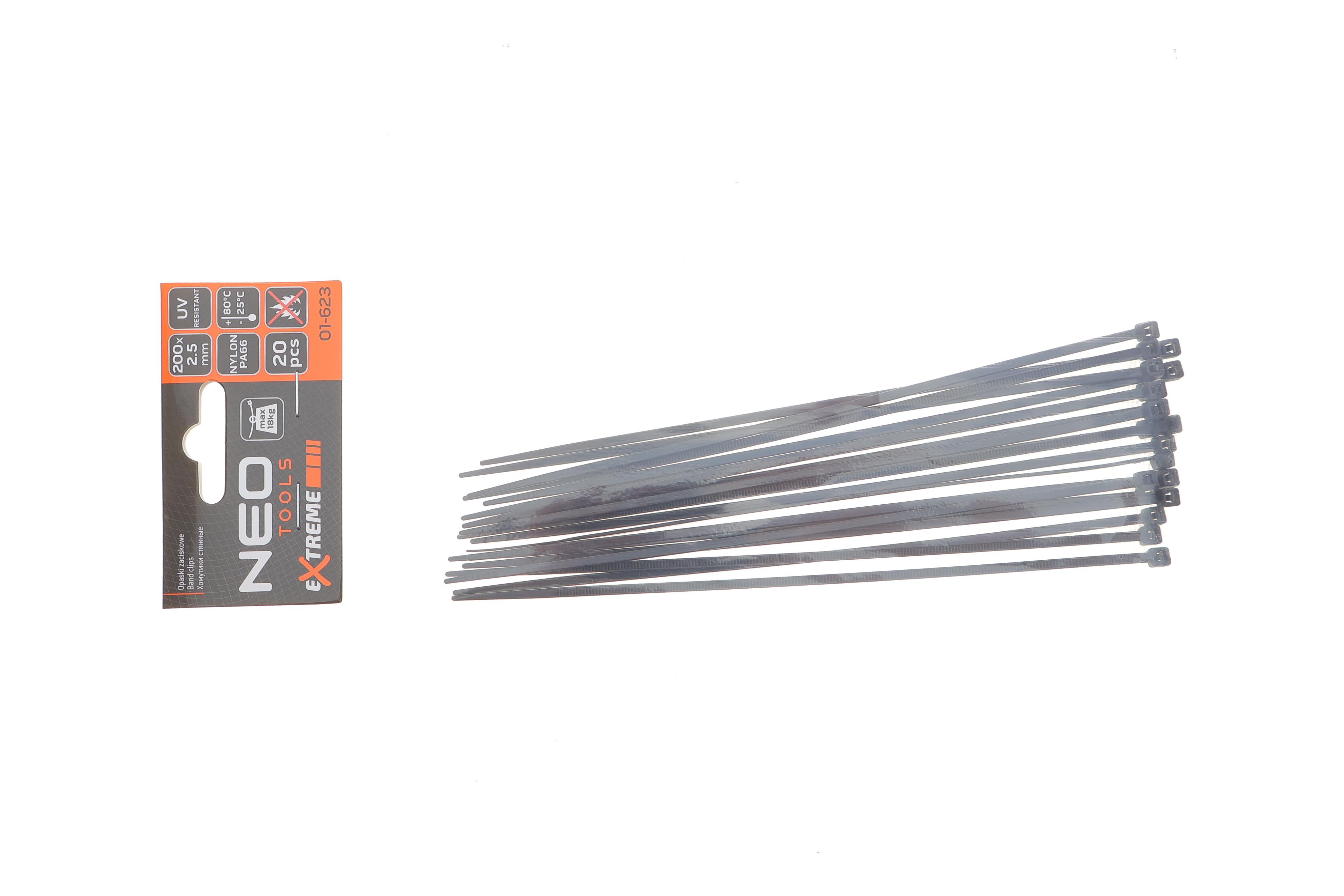 Набір стяжок пластикових EXTREME 2,5x200 мм 20 од. (чорна)
