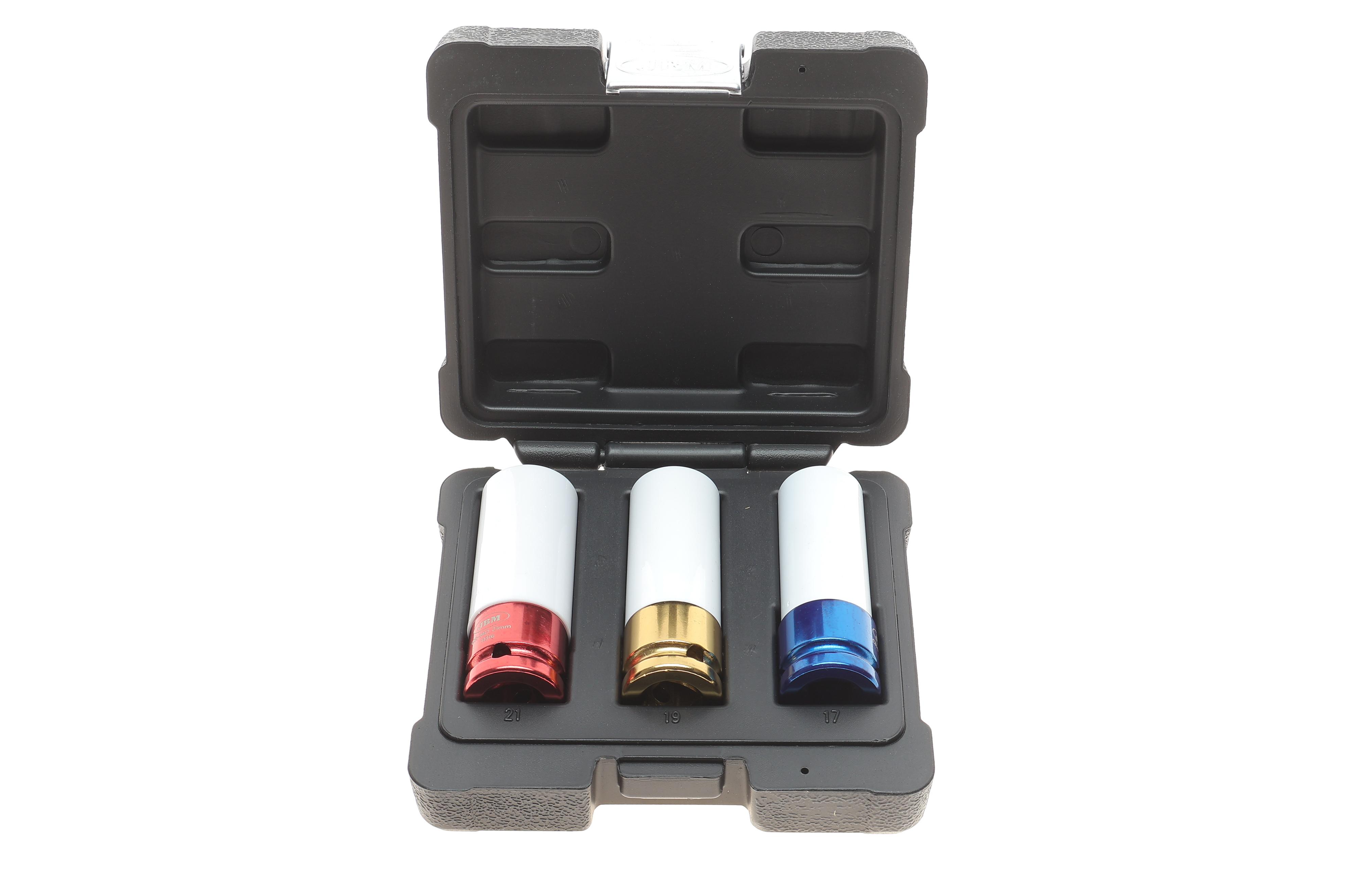 Набор ударных головок 1/2" для шиномонтажа 17-19-21 мм (хромированные)