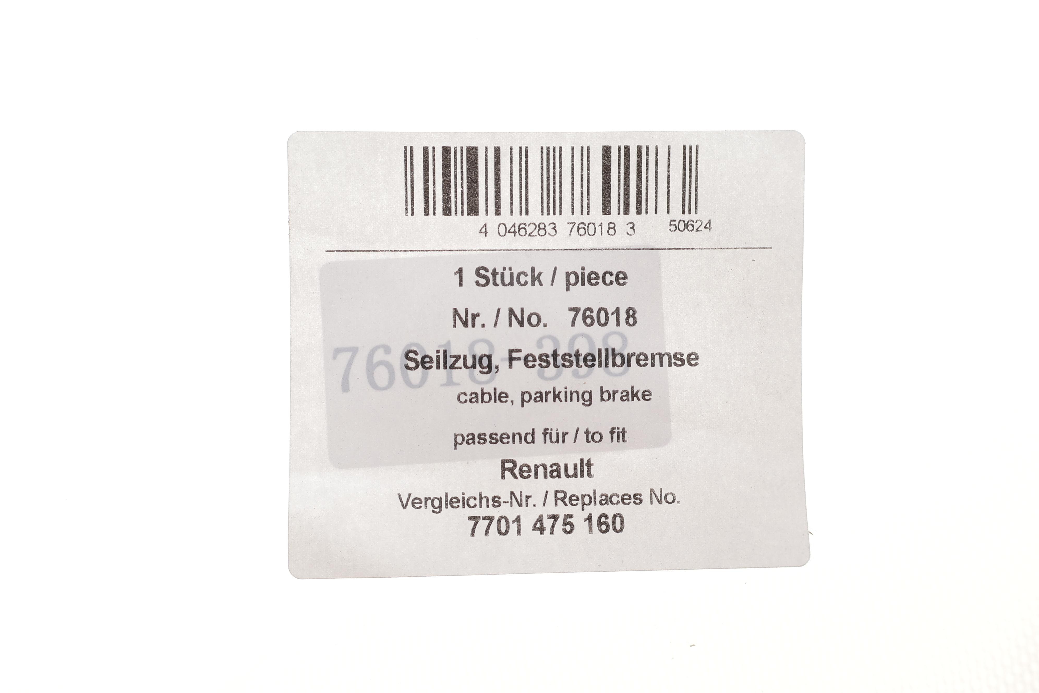 Трос ручника (задній) Renault Scenic II 03-08 (L=837mm)