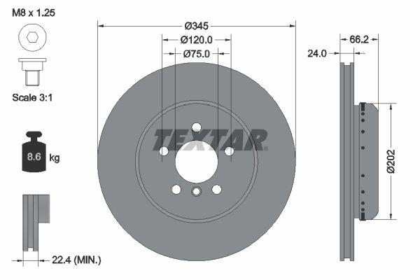 Диск тормозной (задний) BMW 3 (F30/F80/F34)/4 (F36/F33/F83) 11- (345x24) PRO+
