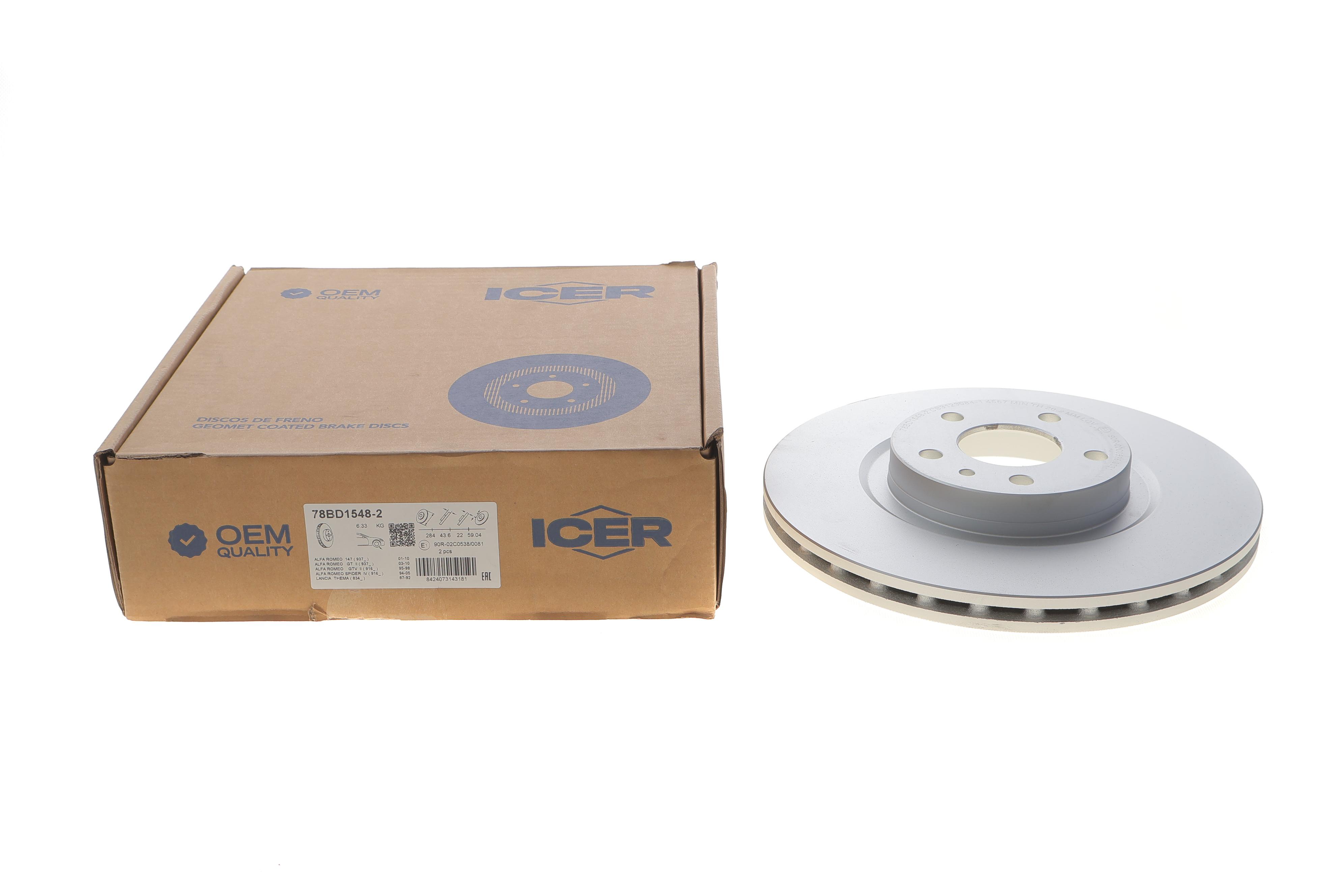 Диск гальмівний (передній) Alfa Romeo 97-10/Fiat Doblo 10- (284x22) (з покр.) (вент.)