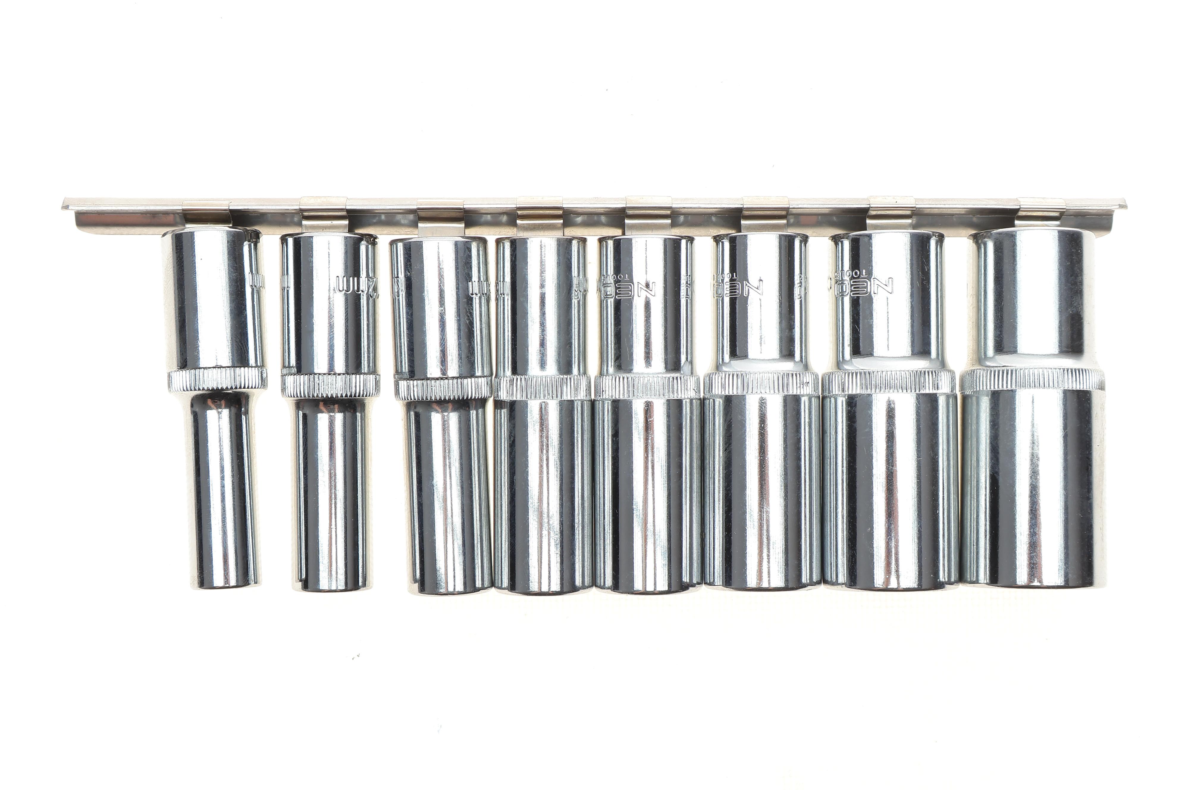 Набір головок SPLINE 1/2" 10-24 мм 8 од. Long 77 мм на планці (мультипрофіль, хромовані)