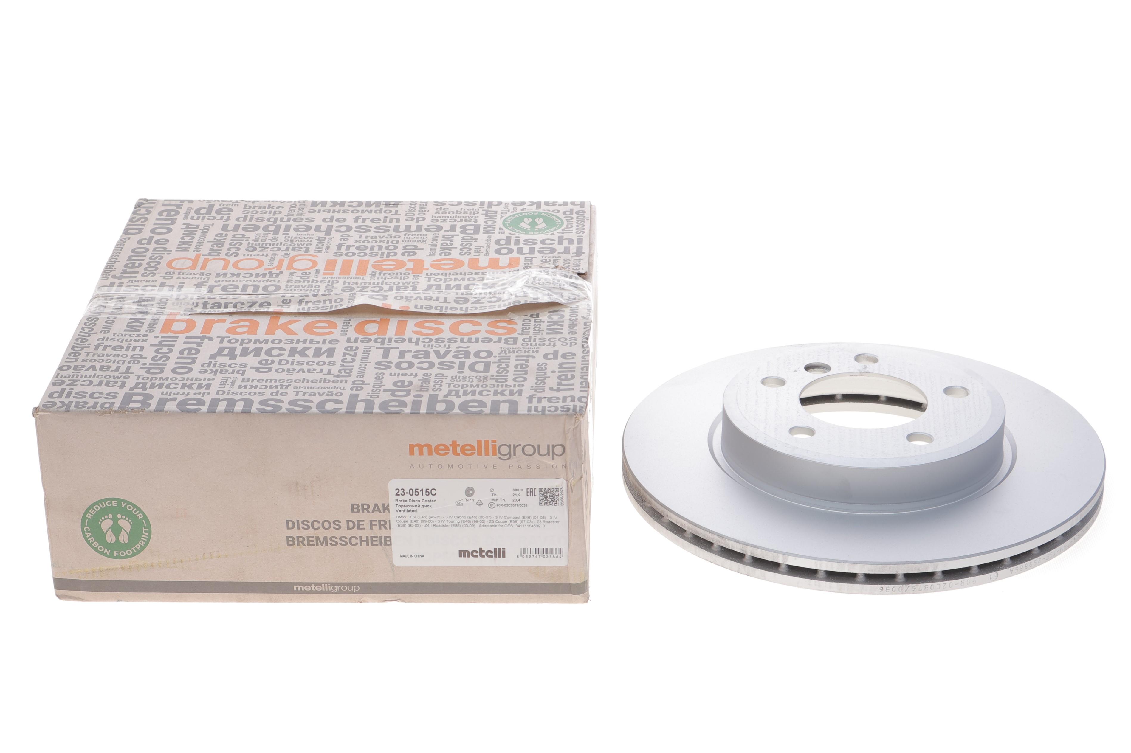 Диск тормозной (передний) BMW 3 (E46) 97-07 (300x21.9) (с покр.) (вент.)