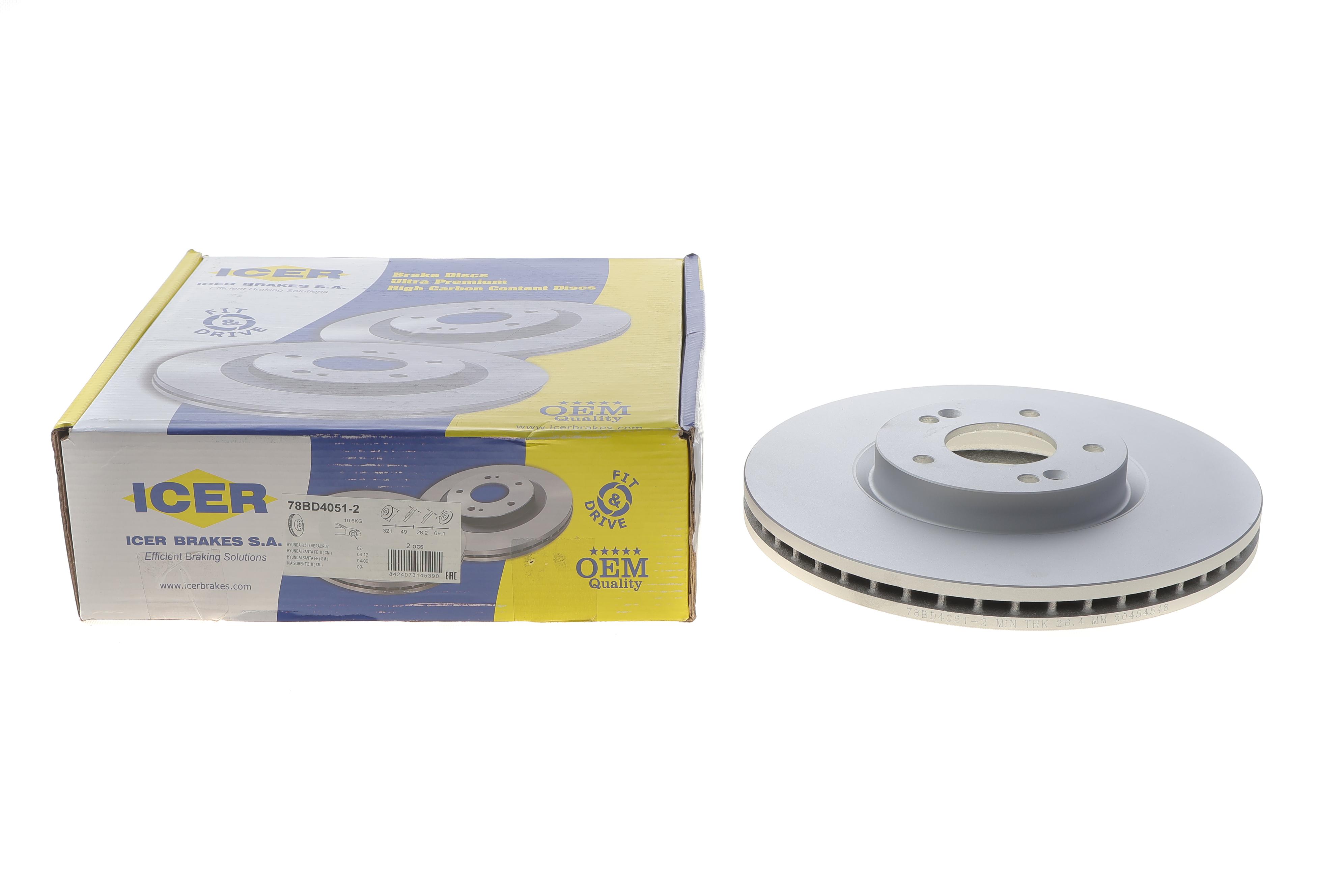 Диск тормозной (передний) Hyundai Santa Fe 06-/Kia Sorento 09- (320x28) (вентил.)