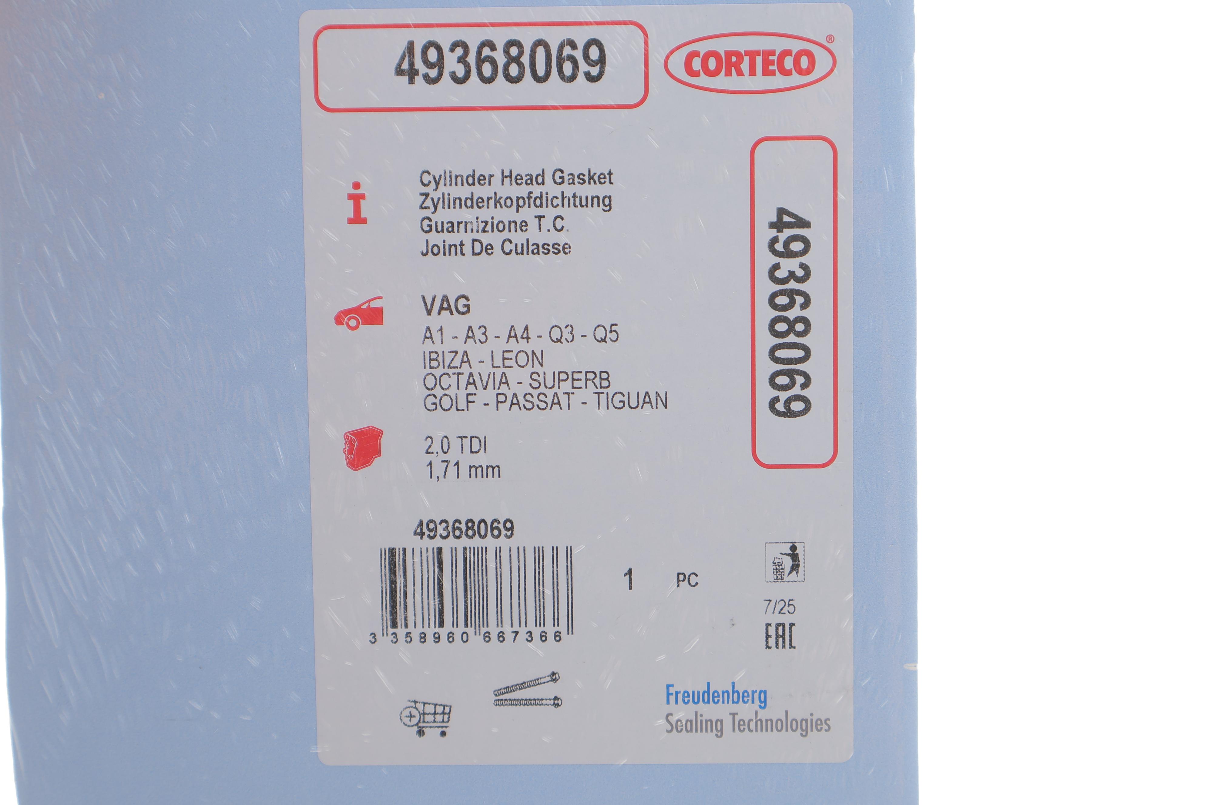 Прокладка ГБЦ VW Crafter/T5 2.0TDI 09- (3 метки) (1.71mm)