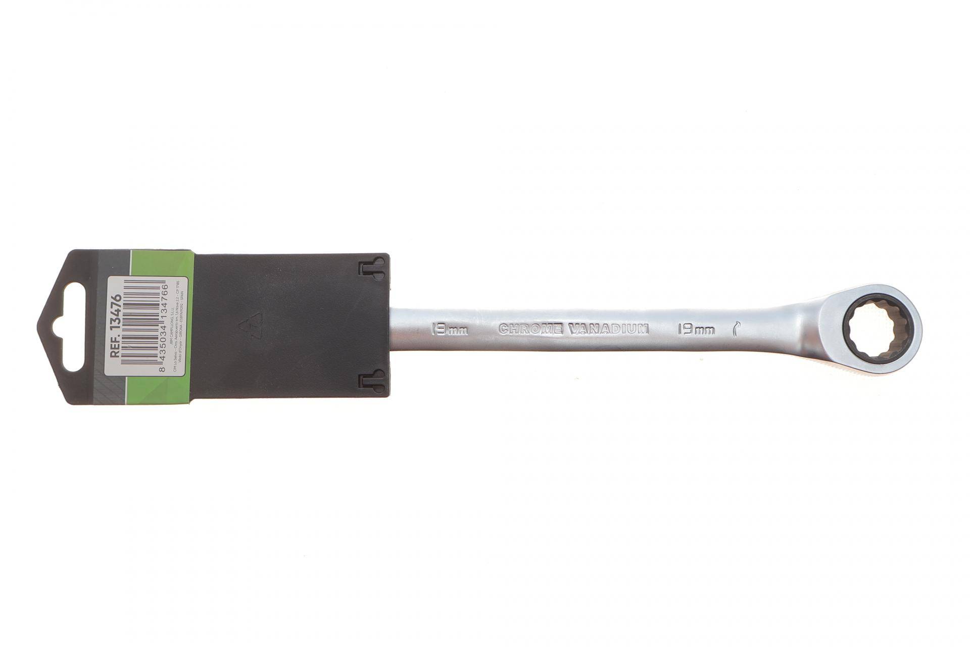 Ключ ріжково-накидний з тріскачкою 19 мм 90 зуб.