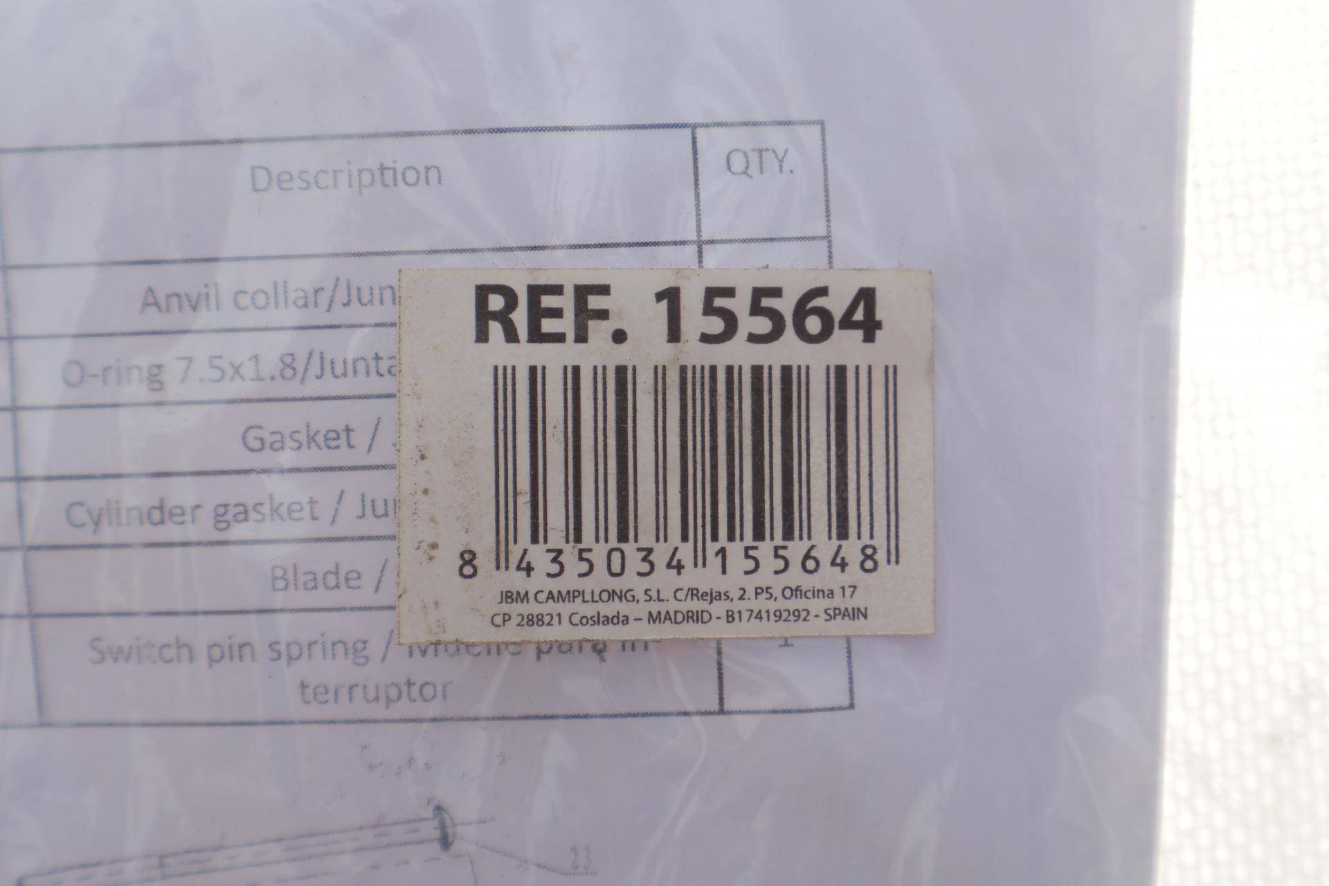 Ремкомплект для гайкокрута пневматичного JBM 53726 1/2" 1650 Нм