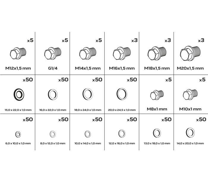 Набір шайб мідних і пробок 534 од.