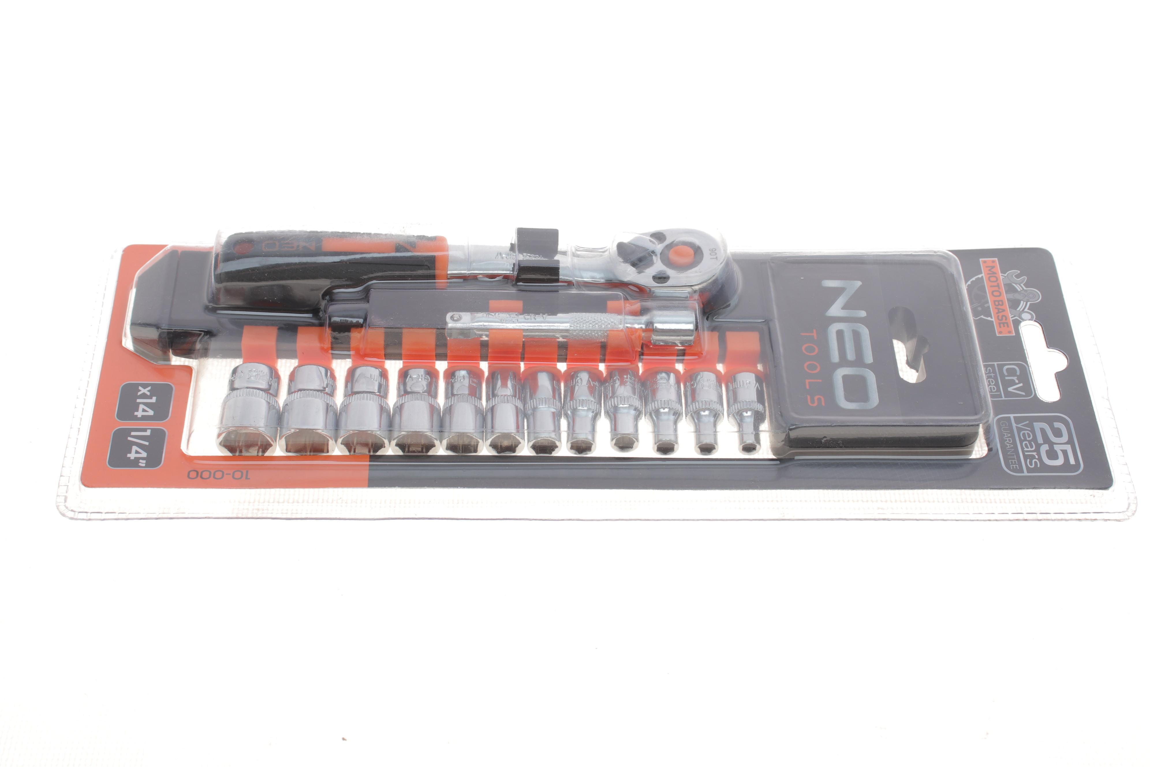 Набор торцевых головок с трещоткой 1/4" 14 ед.