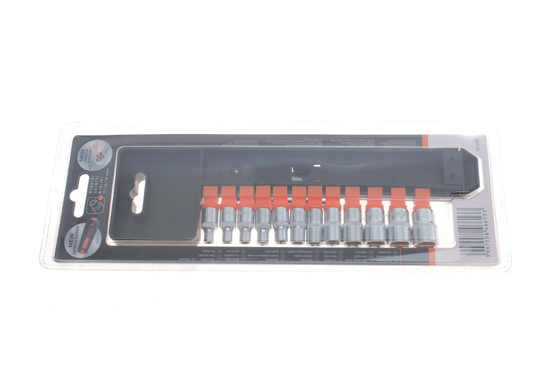 Набір торцевих головок з тріскачкою 1/4" 14 од. (хромовані)