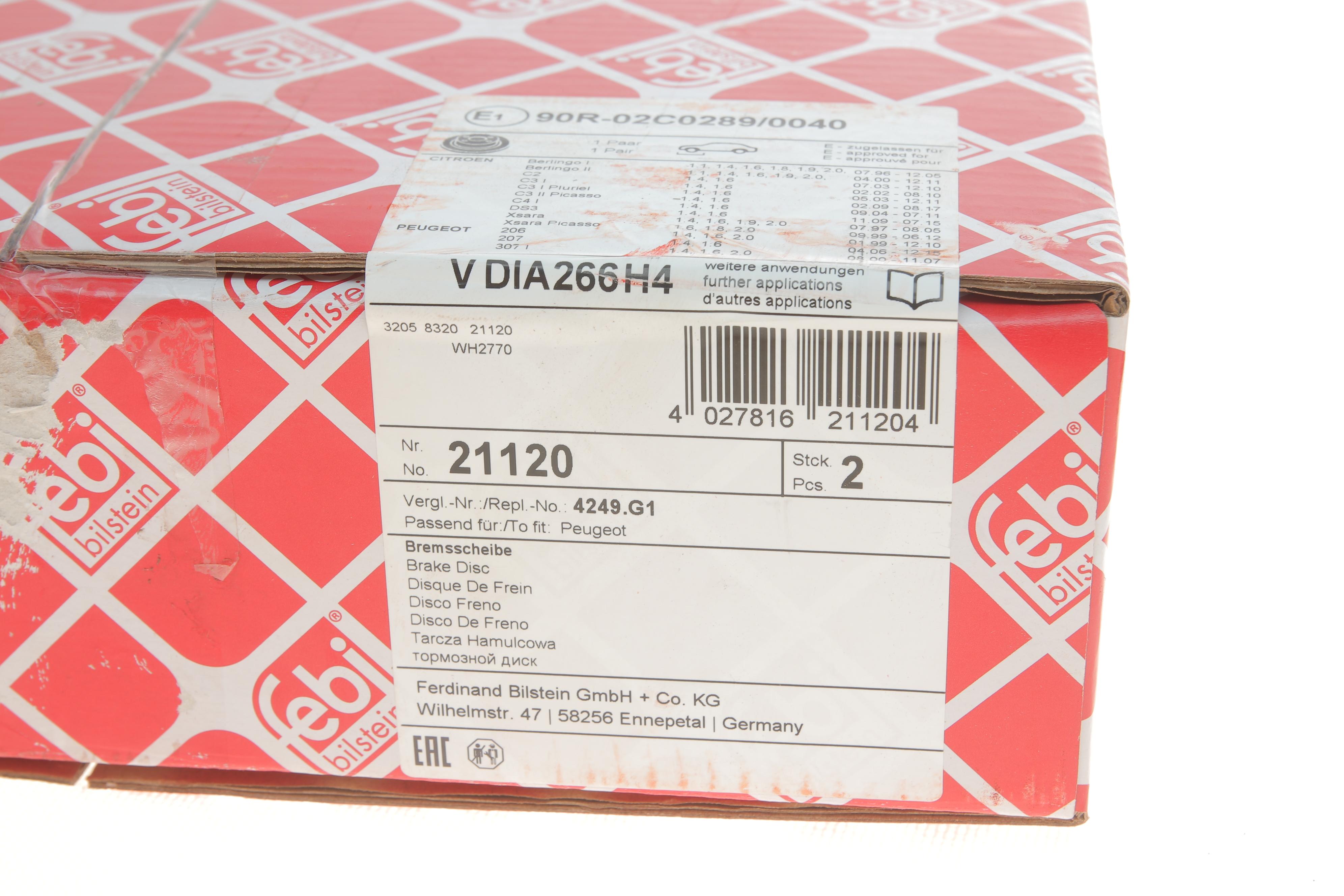 Диск гальмівний (передній) Citroen Berlingo/Peugeot Partner 96- (266x22)