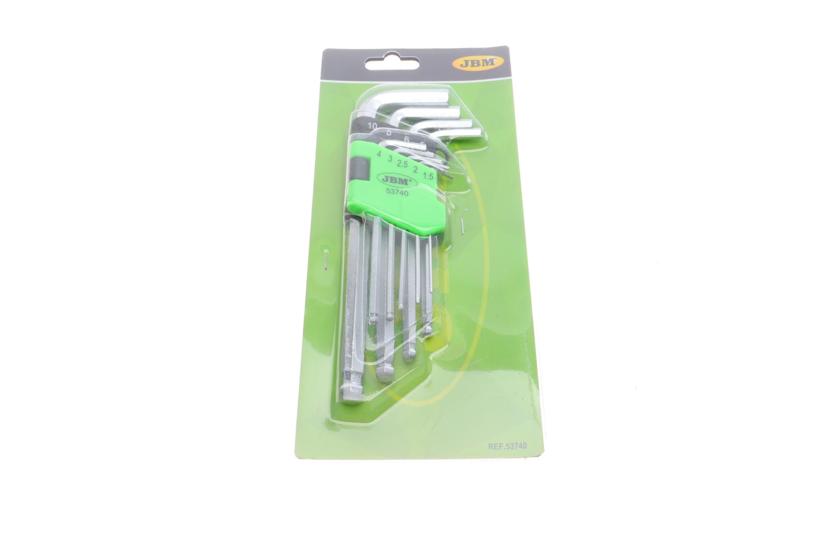 Набір ключів Г-под. Hex з круглим кінцем 1,5-10 мм