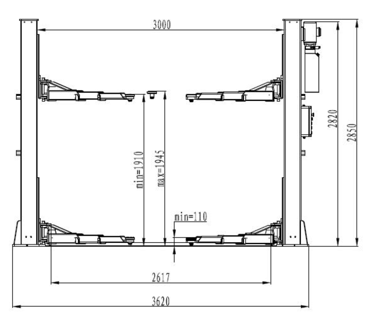 Підйомник двостійковий MM Superlift 5000B 380В з нижньою синхронізацією (без монтажу)