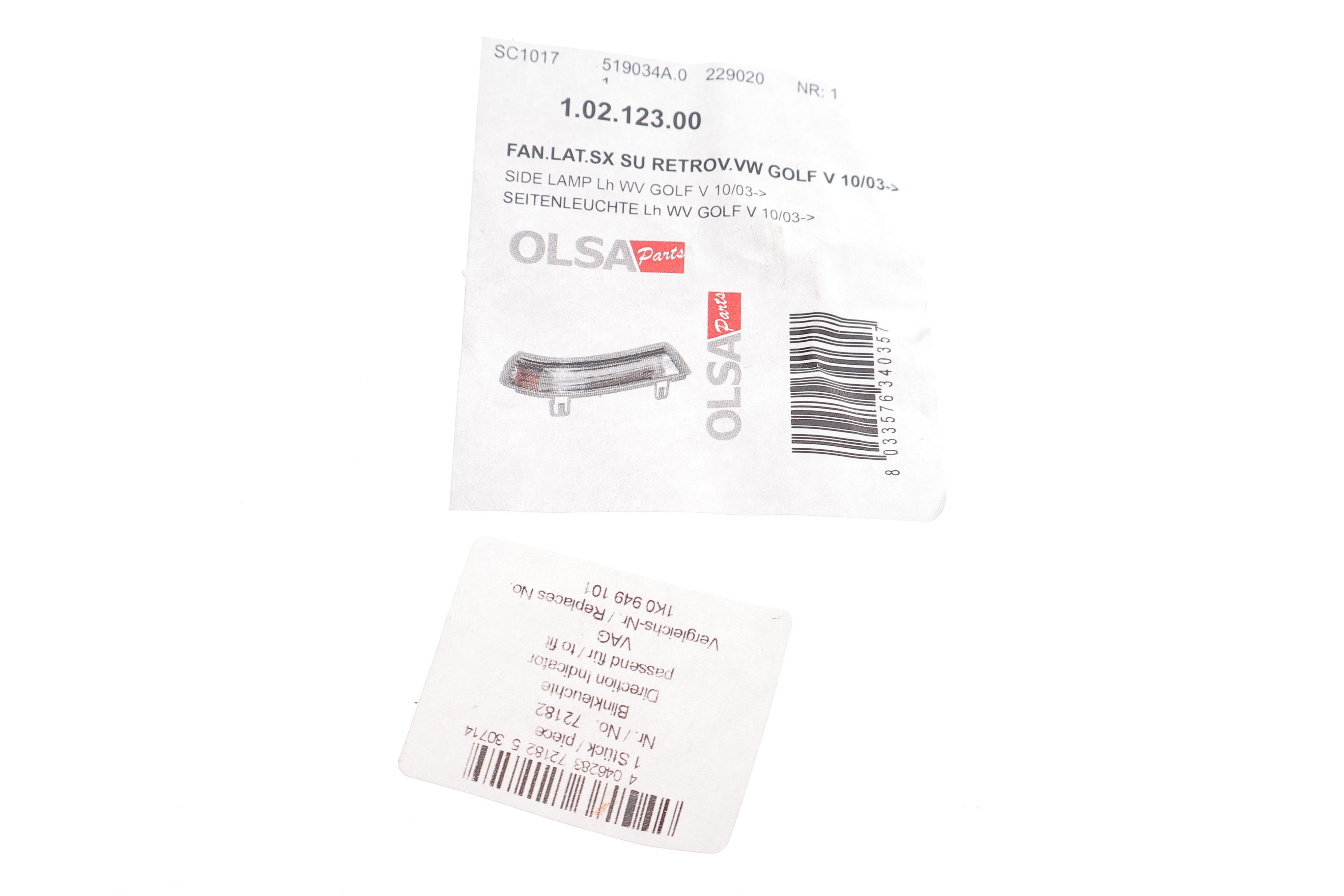 Повторювач повороту на дзеркало VW Golf V/VI 04-13 (L) (білий)