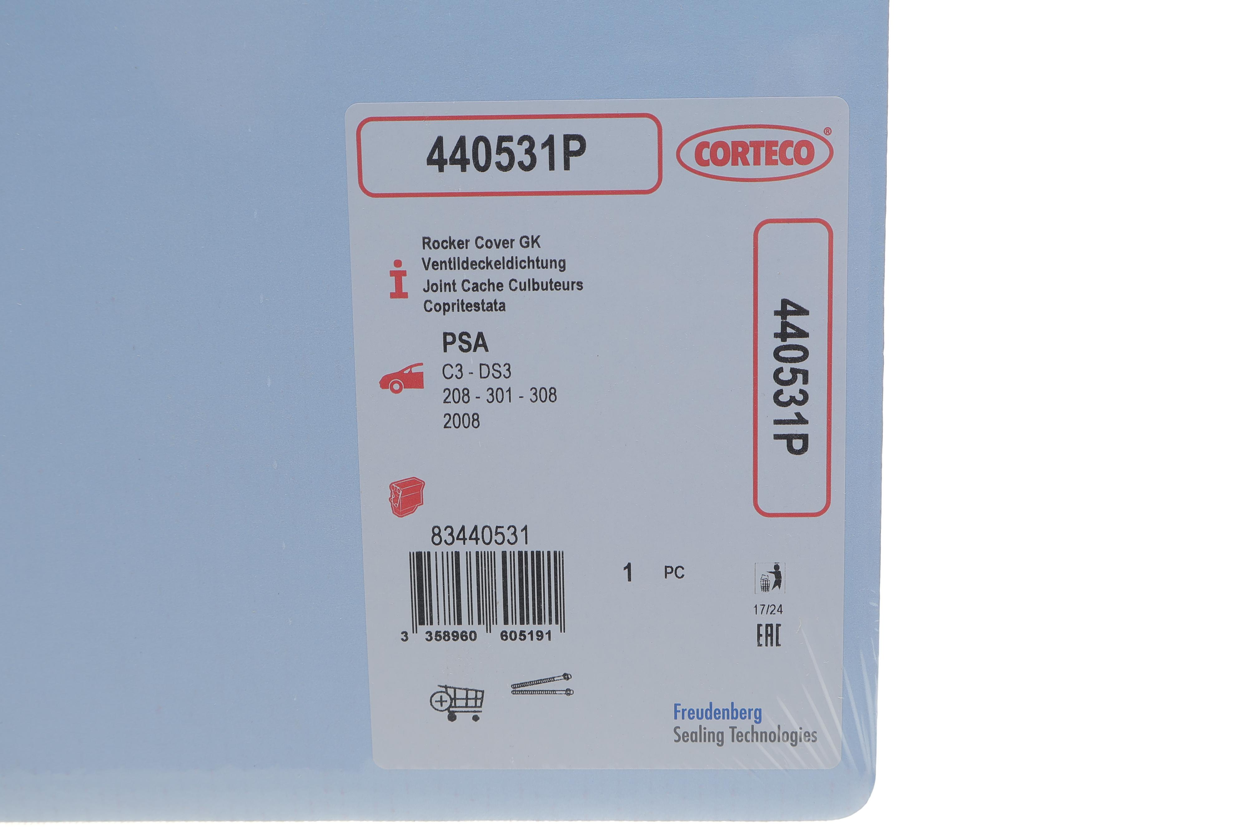 Прокладка кришки клапанів Citroen C3/C4/Peugeot 108/2008/208/301/308 1.0/1.2 VTi 12- (к-кт)