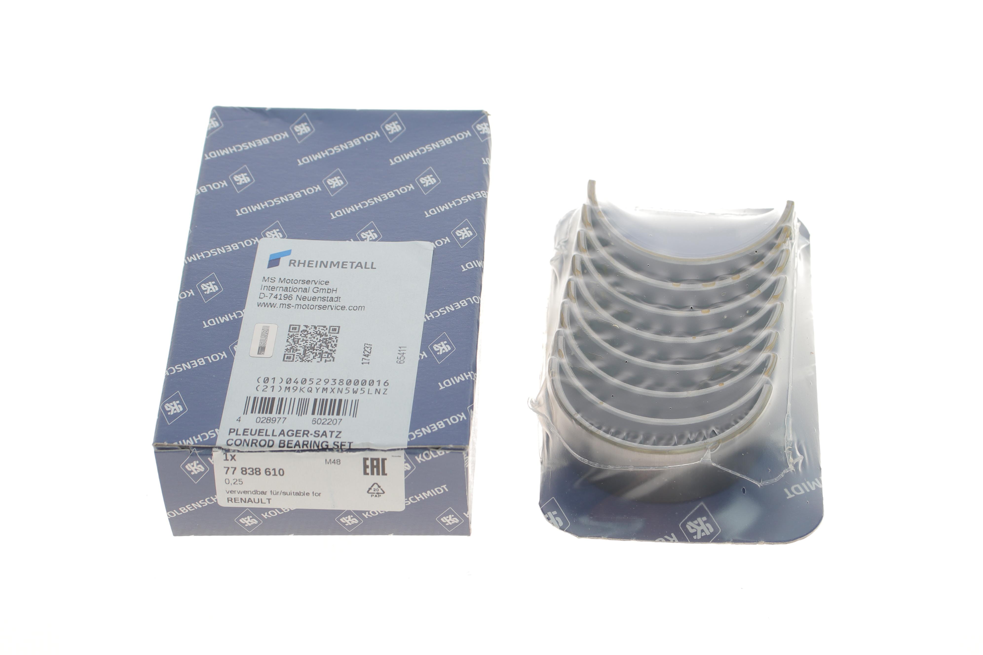 Вкладиші шатунні Renault Kangoo 1.6 16V 01- (+0.25)