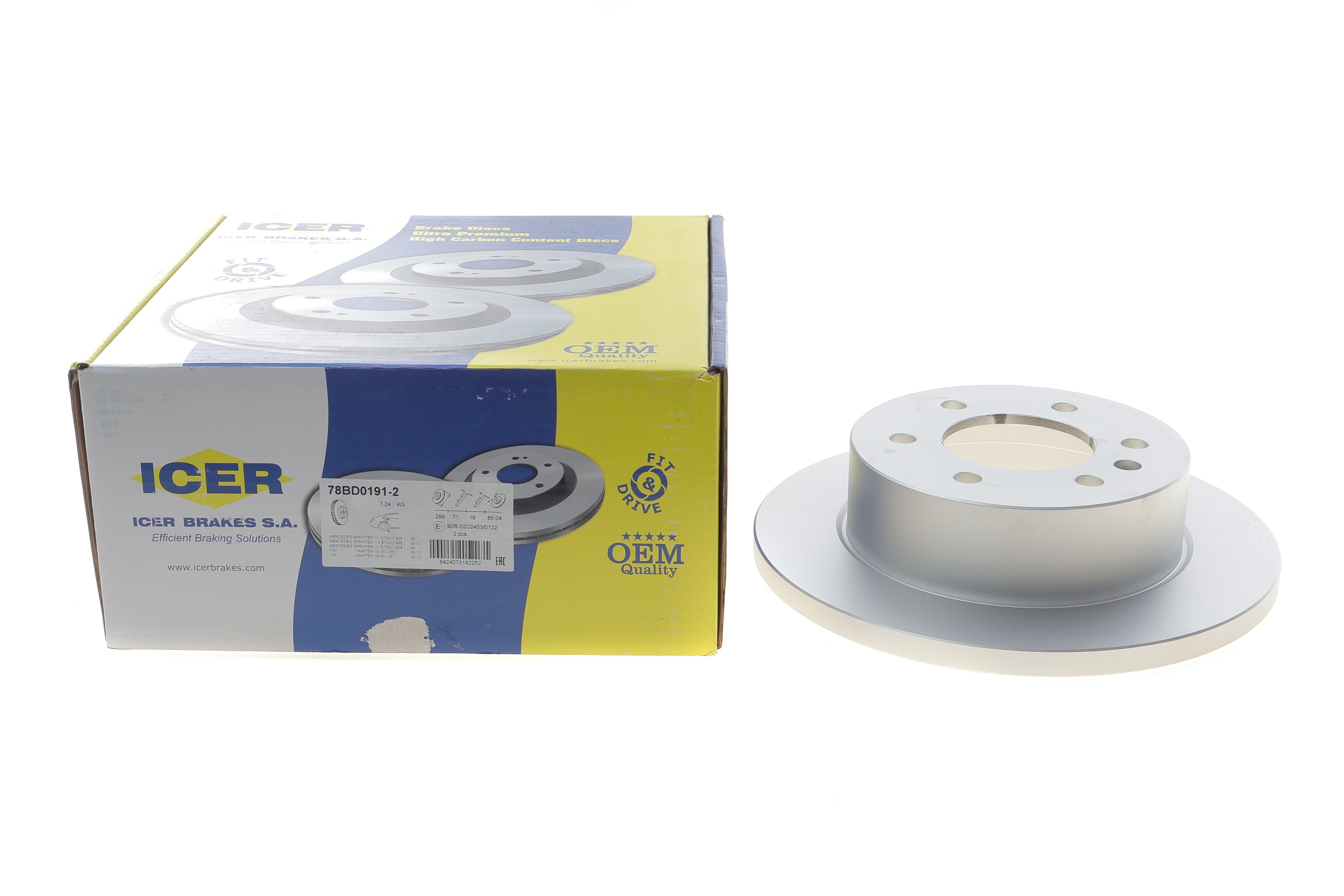 Диск гальмівний (задній) MB Sprinter 209-519CDI 06-/VW Crafter 06-16 (298x16) (з покриттям) (повний)