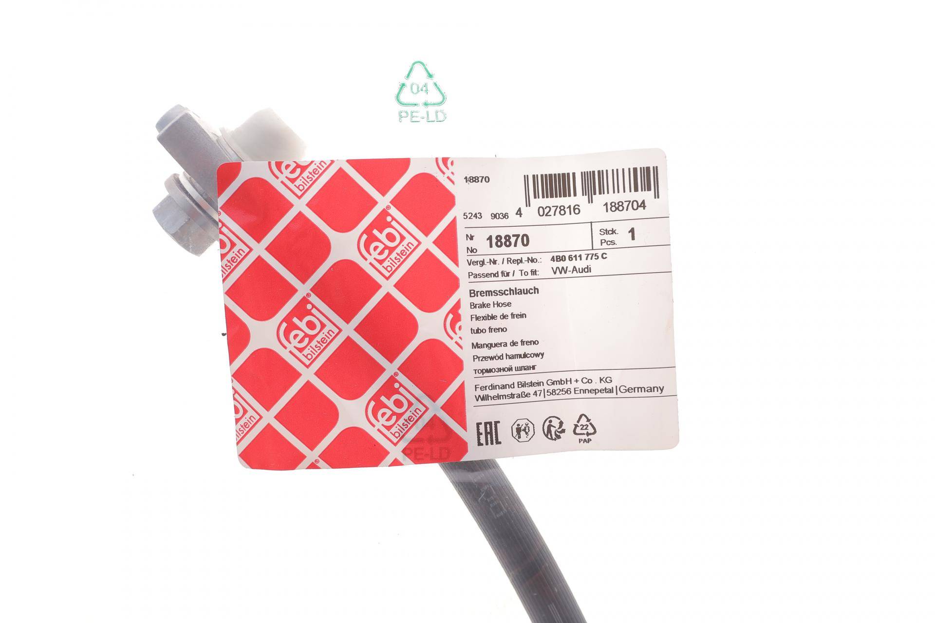 Шланг гальмівний (задній) Audi A6/VW Passat 97-05 (342mm)