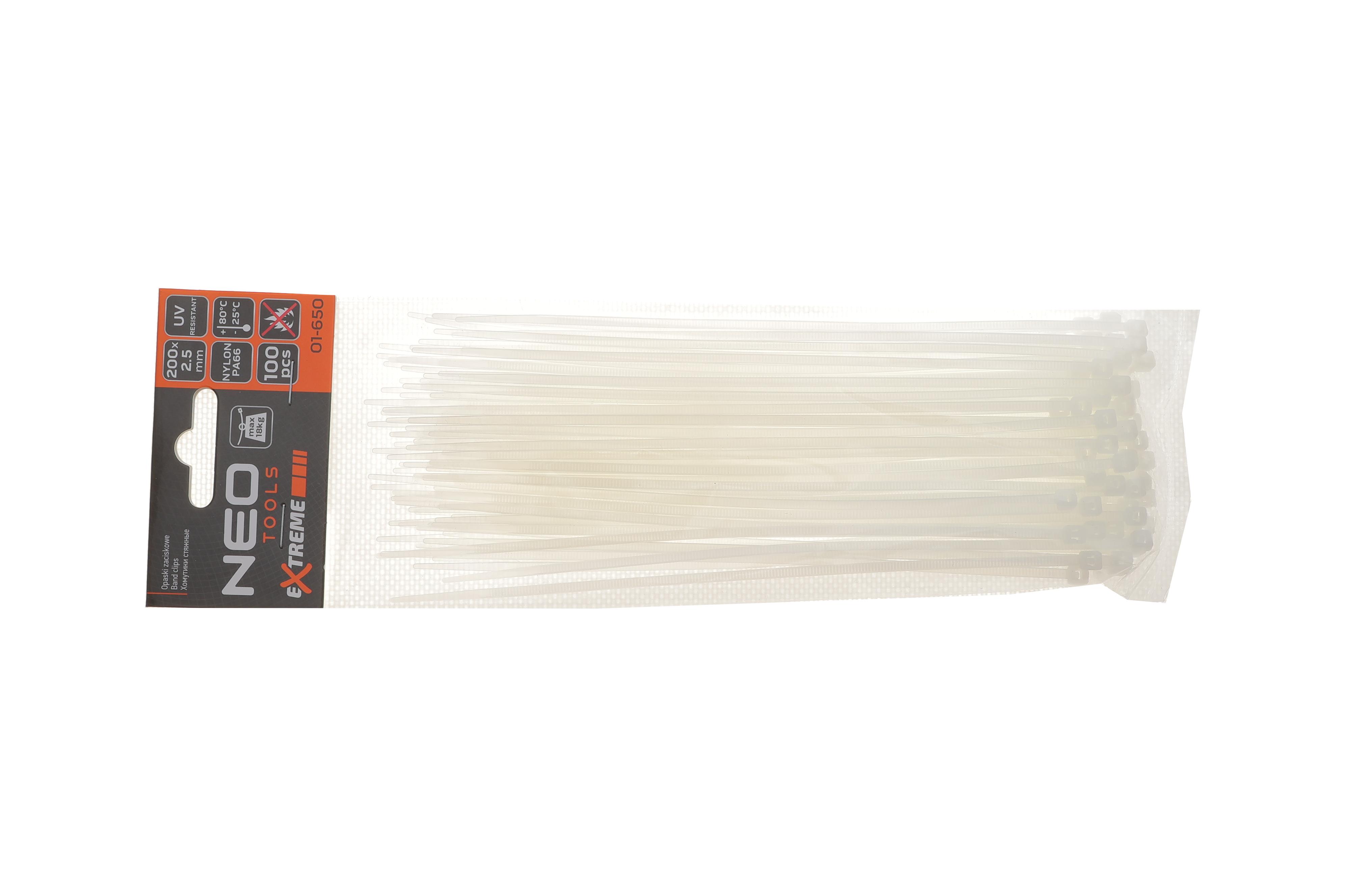 Набор стяжек пластиковых EXTREME 2,5x200 мм 100 ед. (белая)