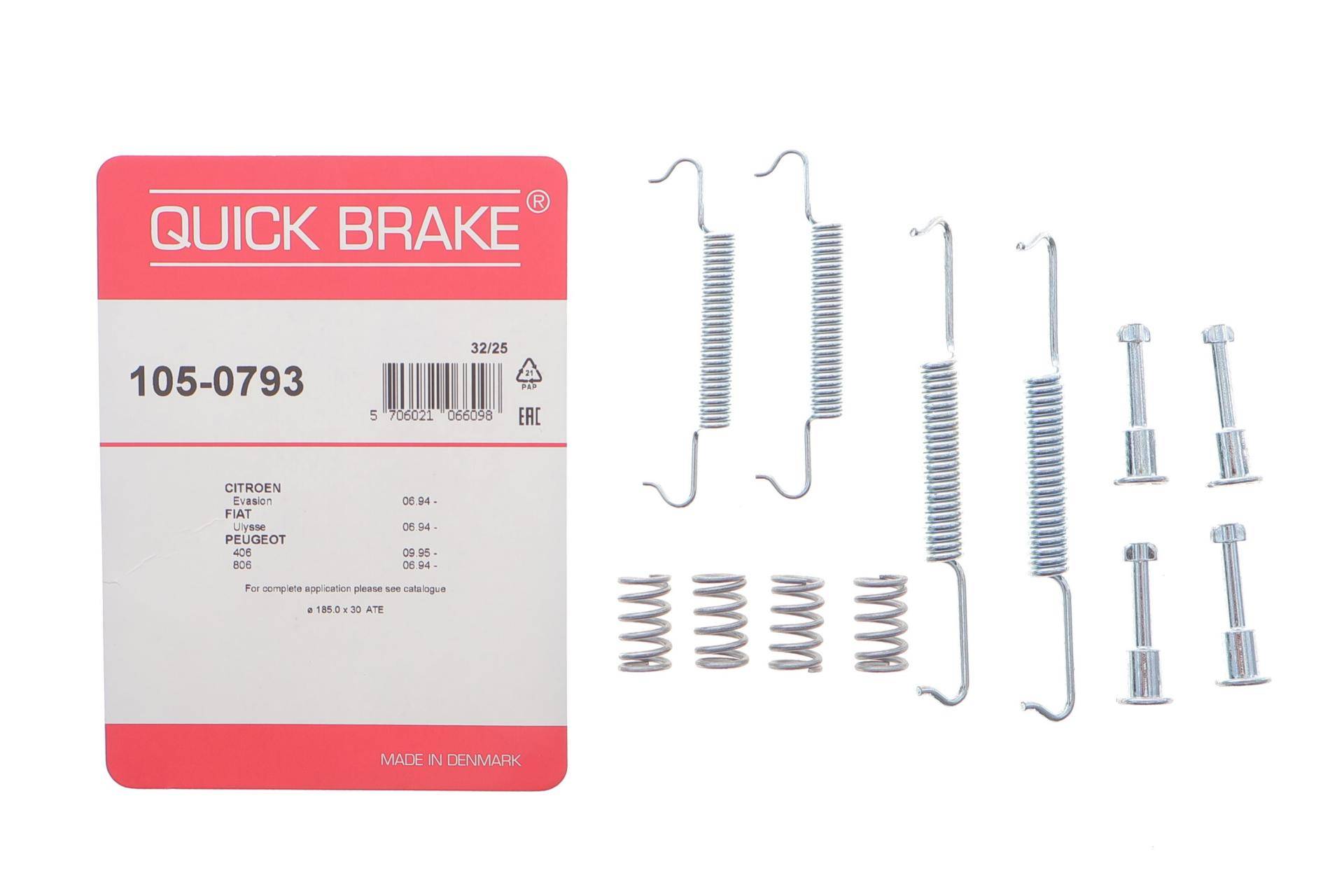 Комплект пружинок колодок ручника Fiat Ulysse/Peugeot 406 95- (185x30)