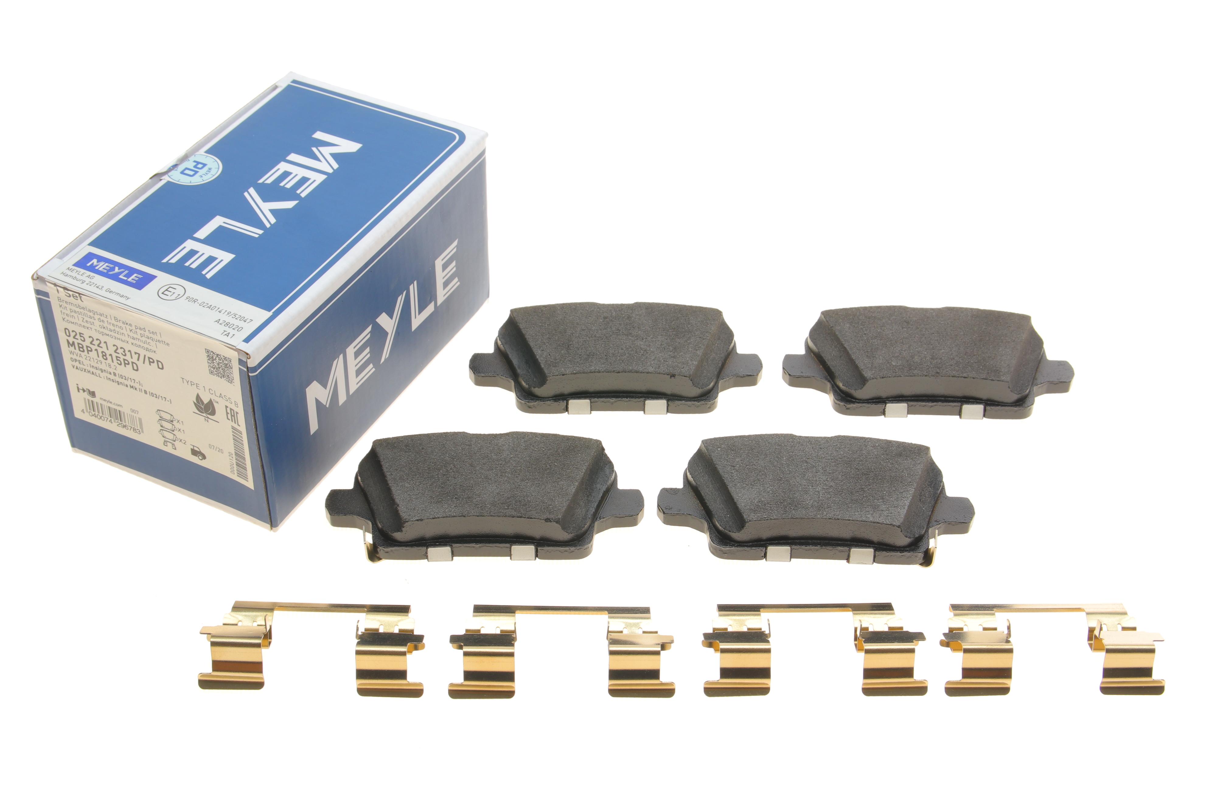 Колодки тормозные (задние) Opel Insignia B 17-