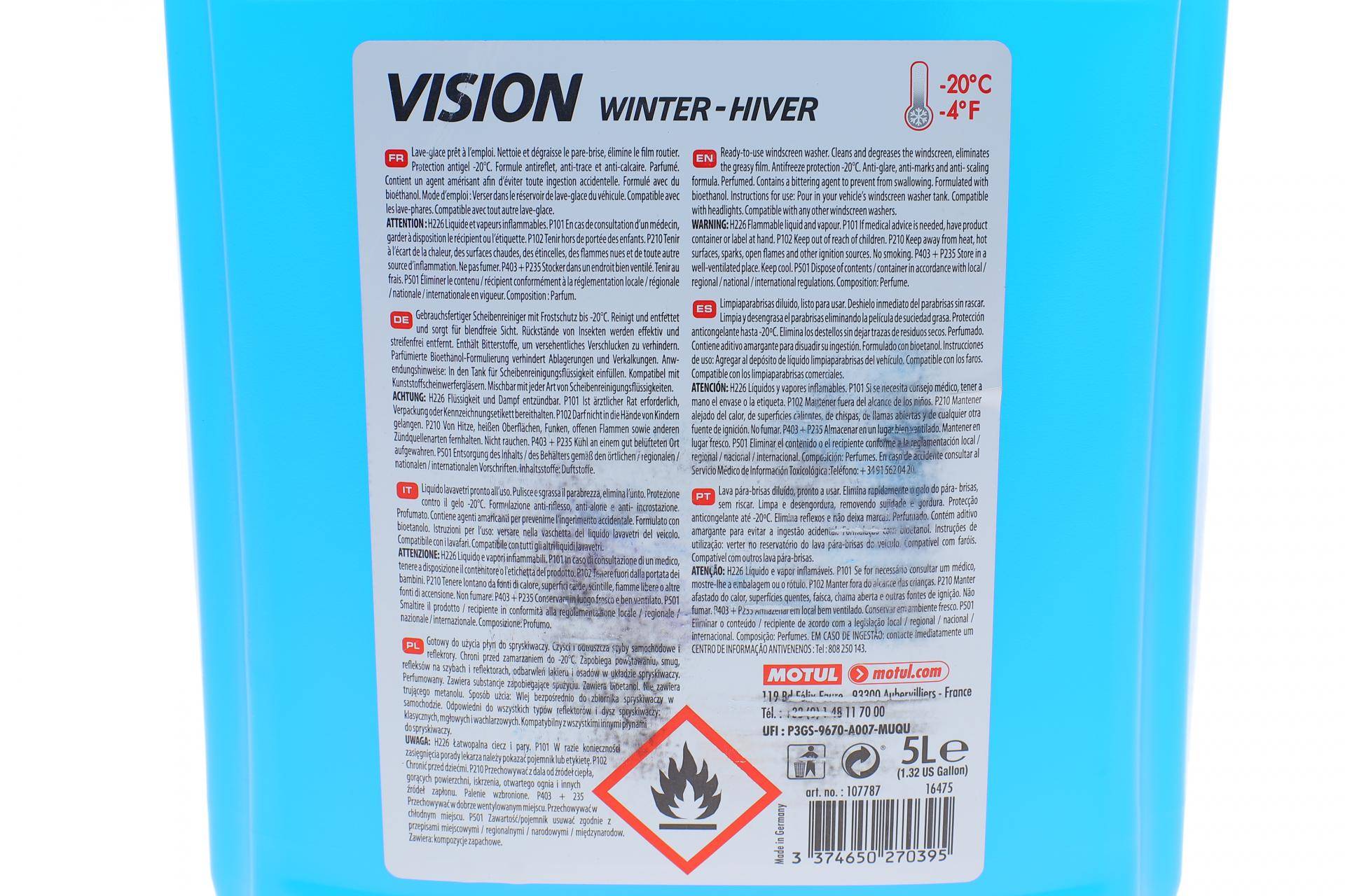 Омивач скла зима (5L) Vision Winter -20° (103838/107787/106456)